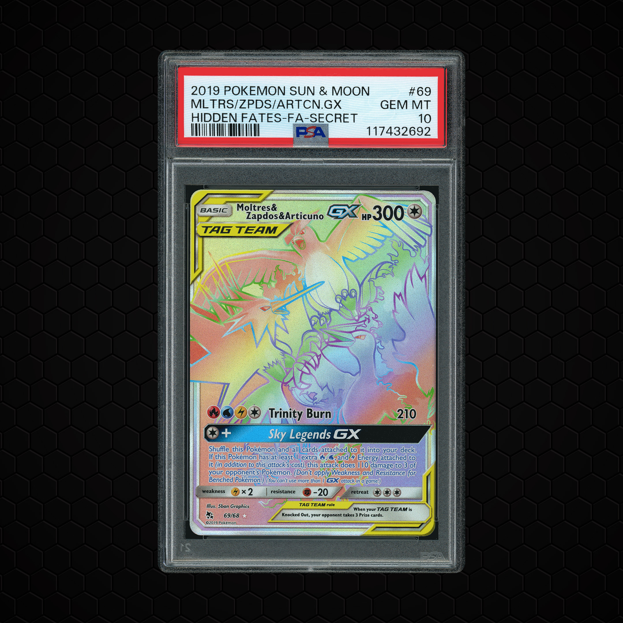 2019 Hidden Fates Moltres & Zapdos & Articuno GX #69 PSA 10