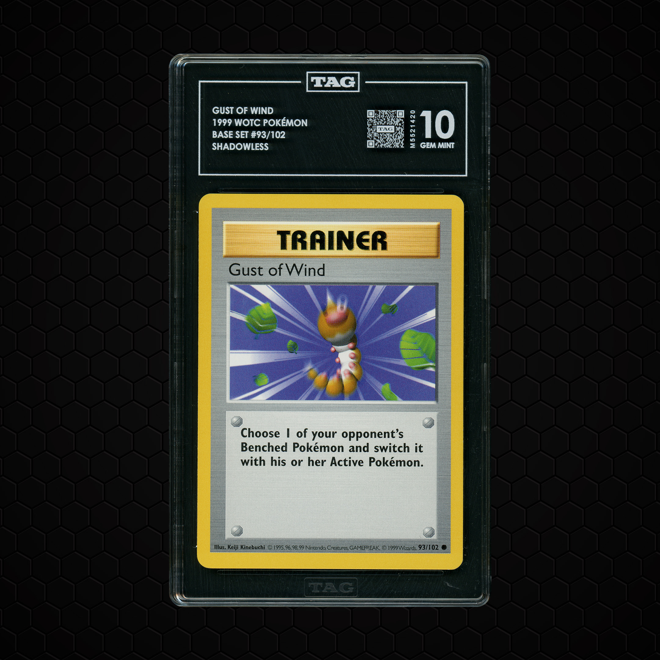 1999 Base Set Shadowless Gust of Wind #93 TAG 10