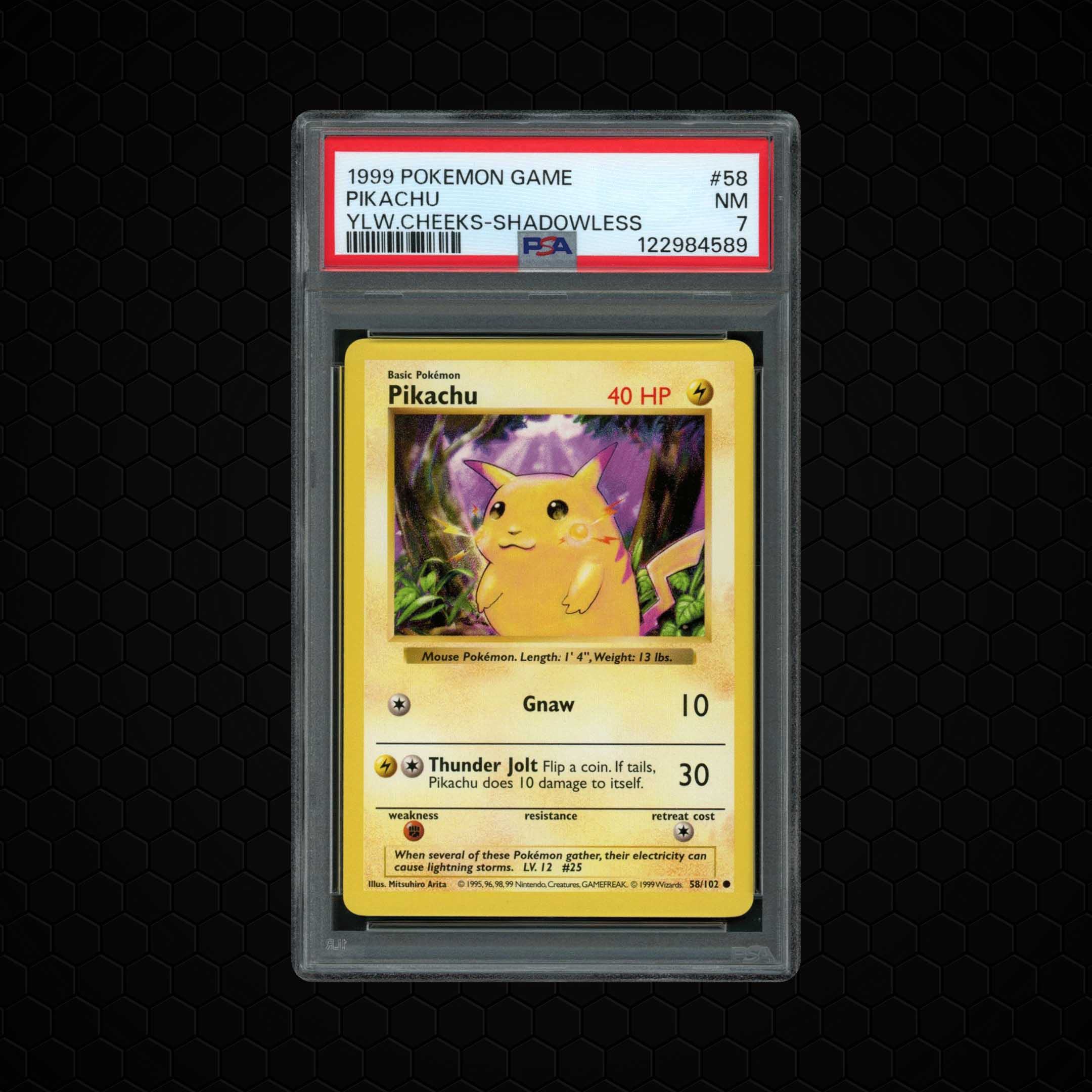 1999 Game Shadowless Pikachu #58 PSA 7