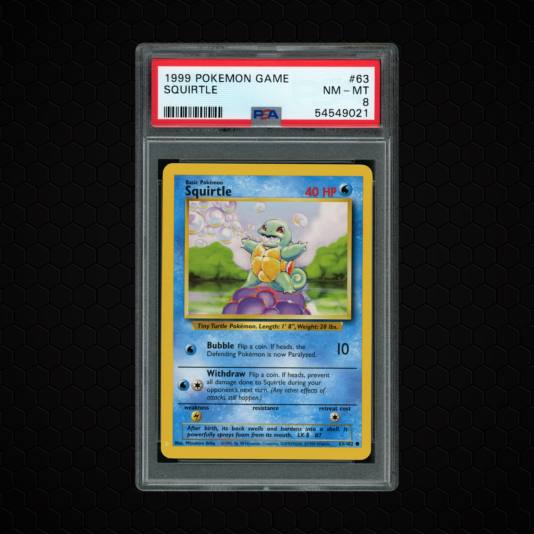1999 Game Squirtle #63 PSA 8