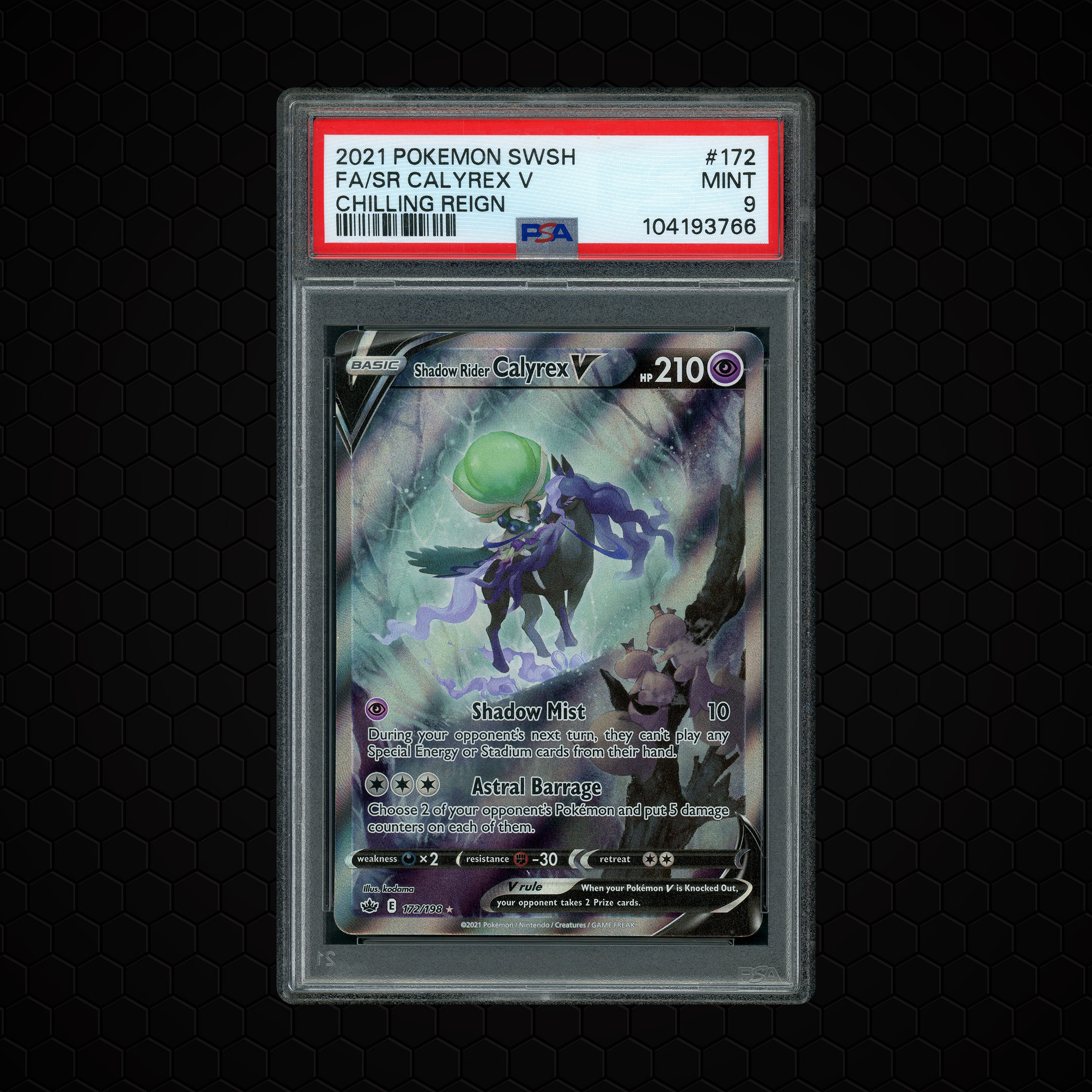 2021 Chilling Reign Shadow Rider Calyrex V #172 PSA 9