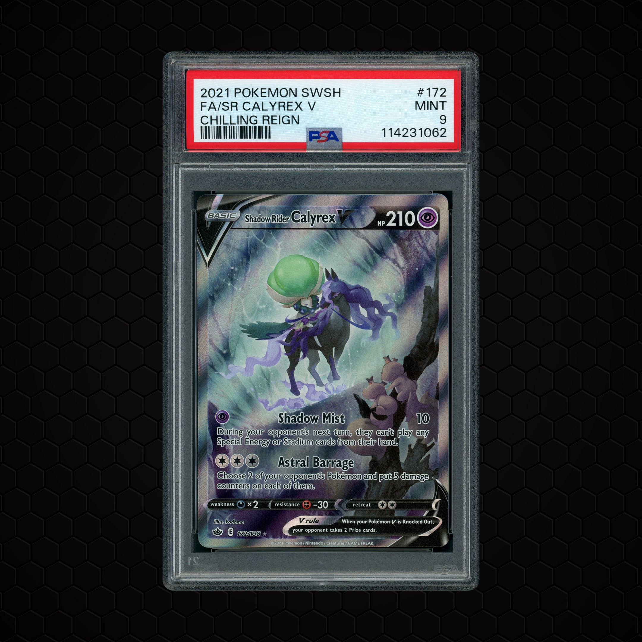 2021 Chilling Reign Shadow Rider Calyrex V #172 PSA 9