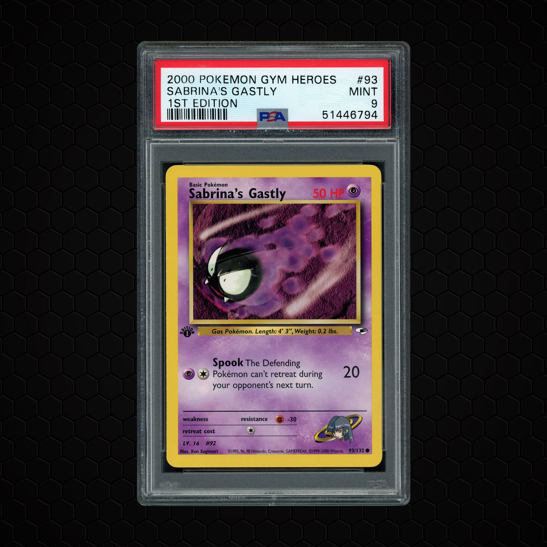 2000 Gym Heroes 1st Edition Sabrina's Gastly #93 PSA 9