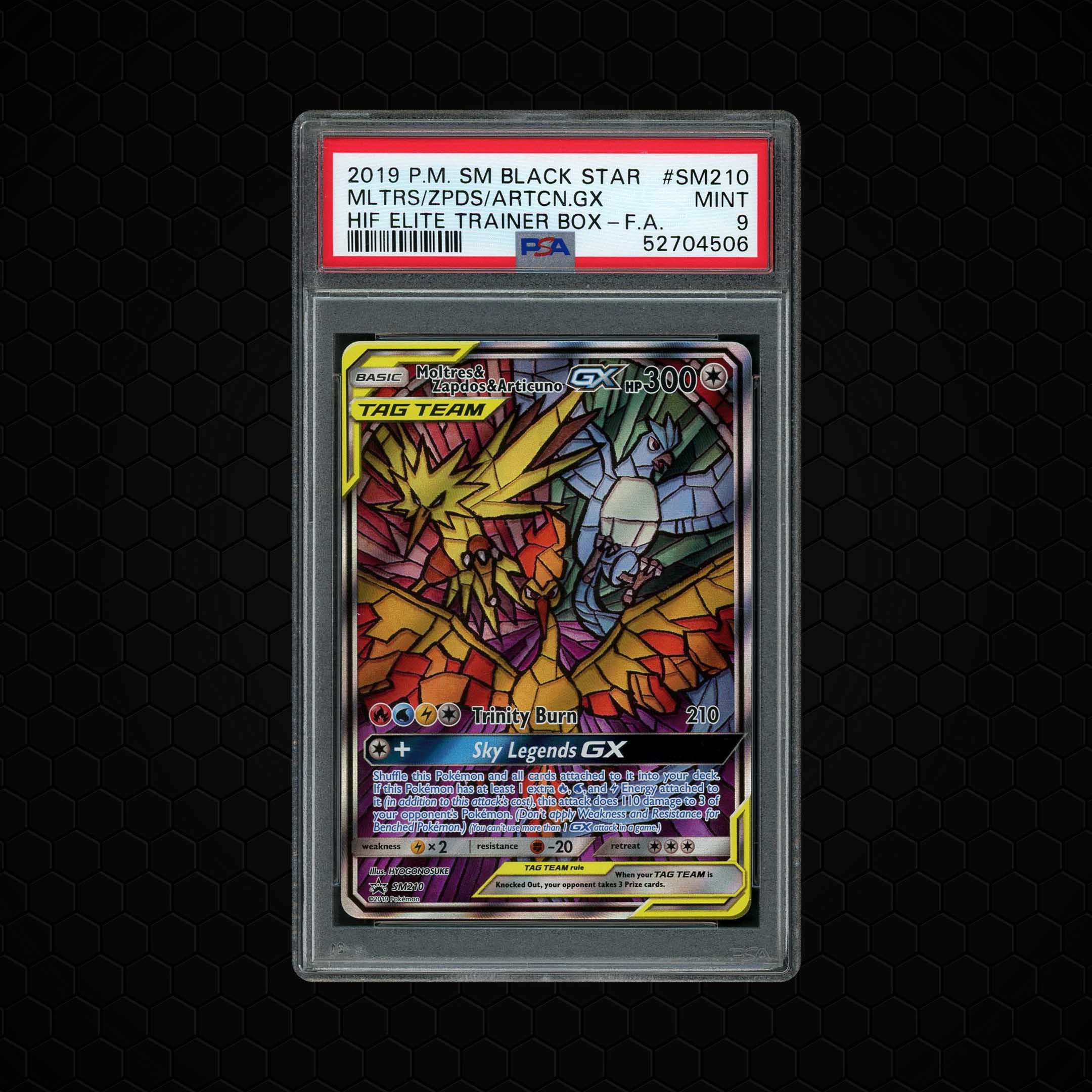 2019 Black Star Promo Moltres & Zapdos & Articuno GX #SM210 PSA 9