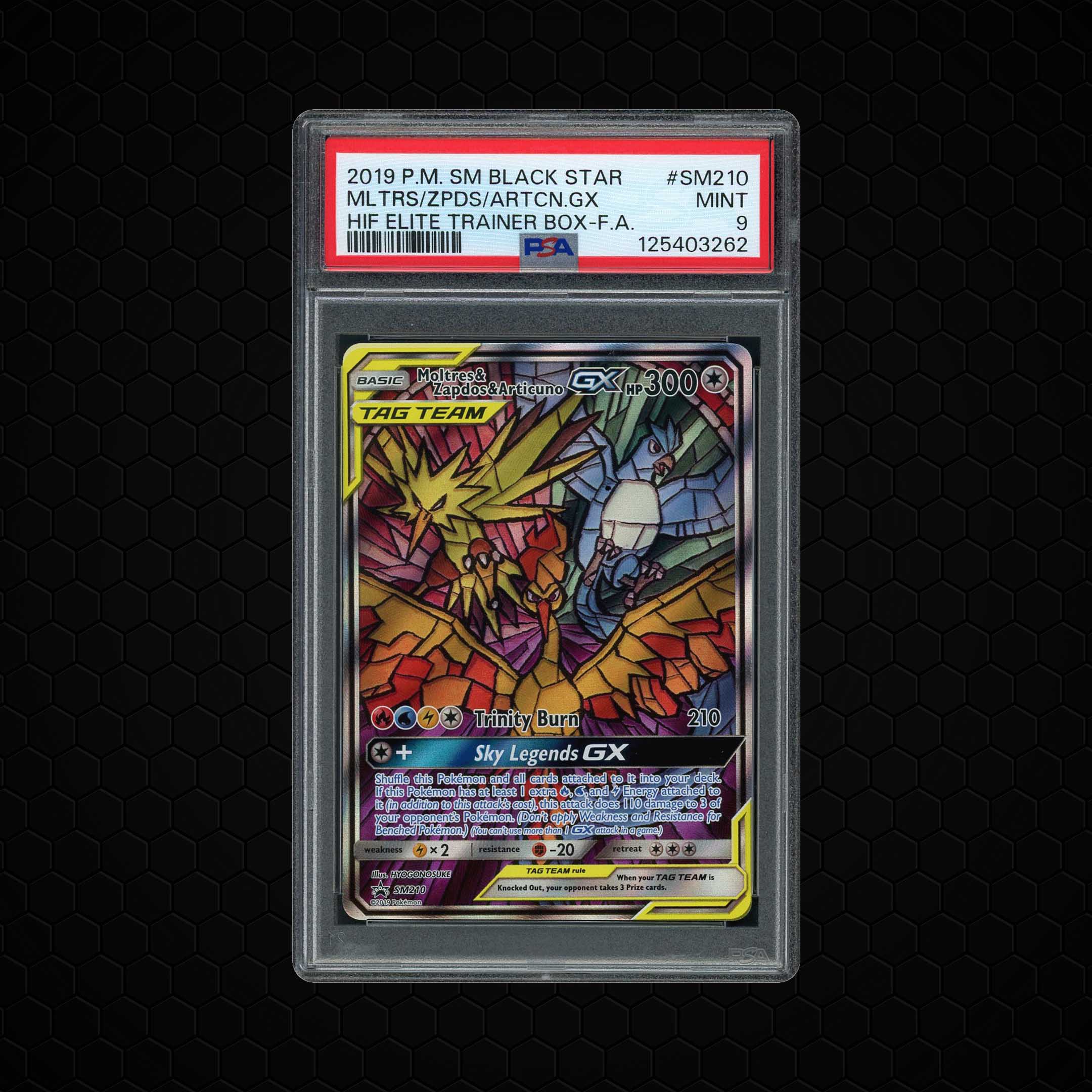 2019 Black Star Promo Moltres & Zapdos & Articuno GX #SM210 PSA 9