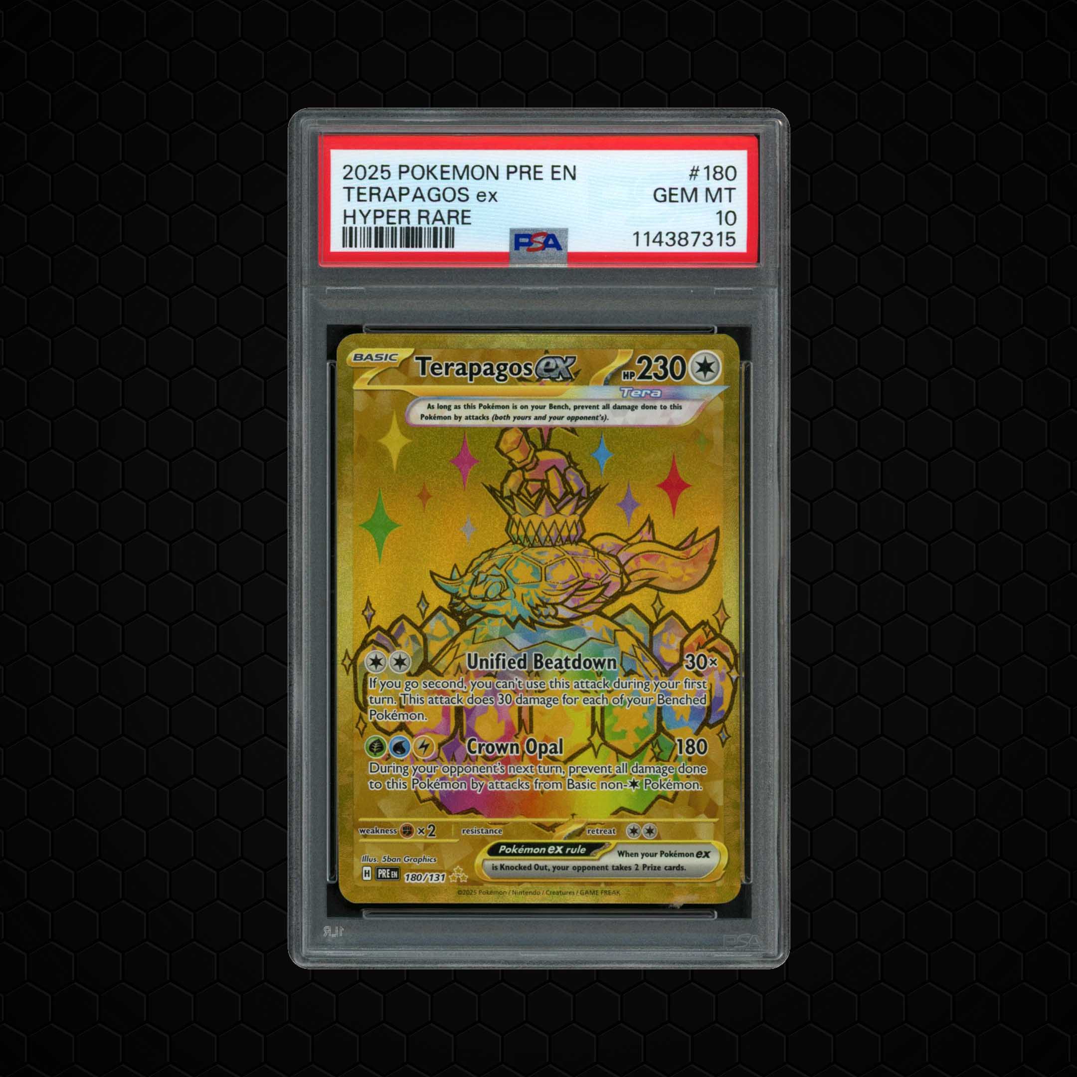 2025 Prismatic Evolutions Terapagos ex #180 PSA 10