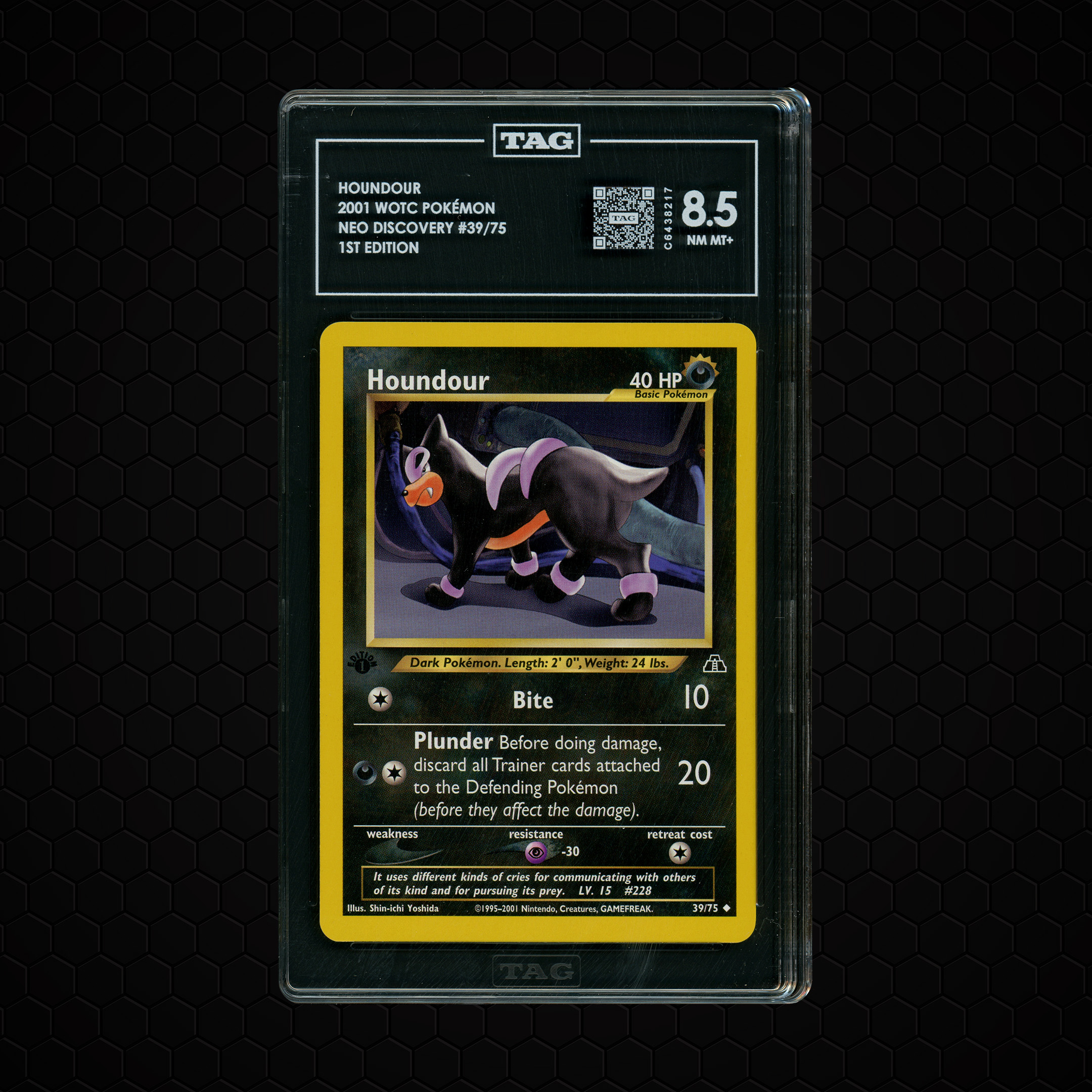 2001 Neo Discovery 1st Edition Houndour #39 TAG 8.5