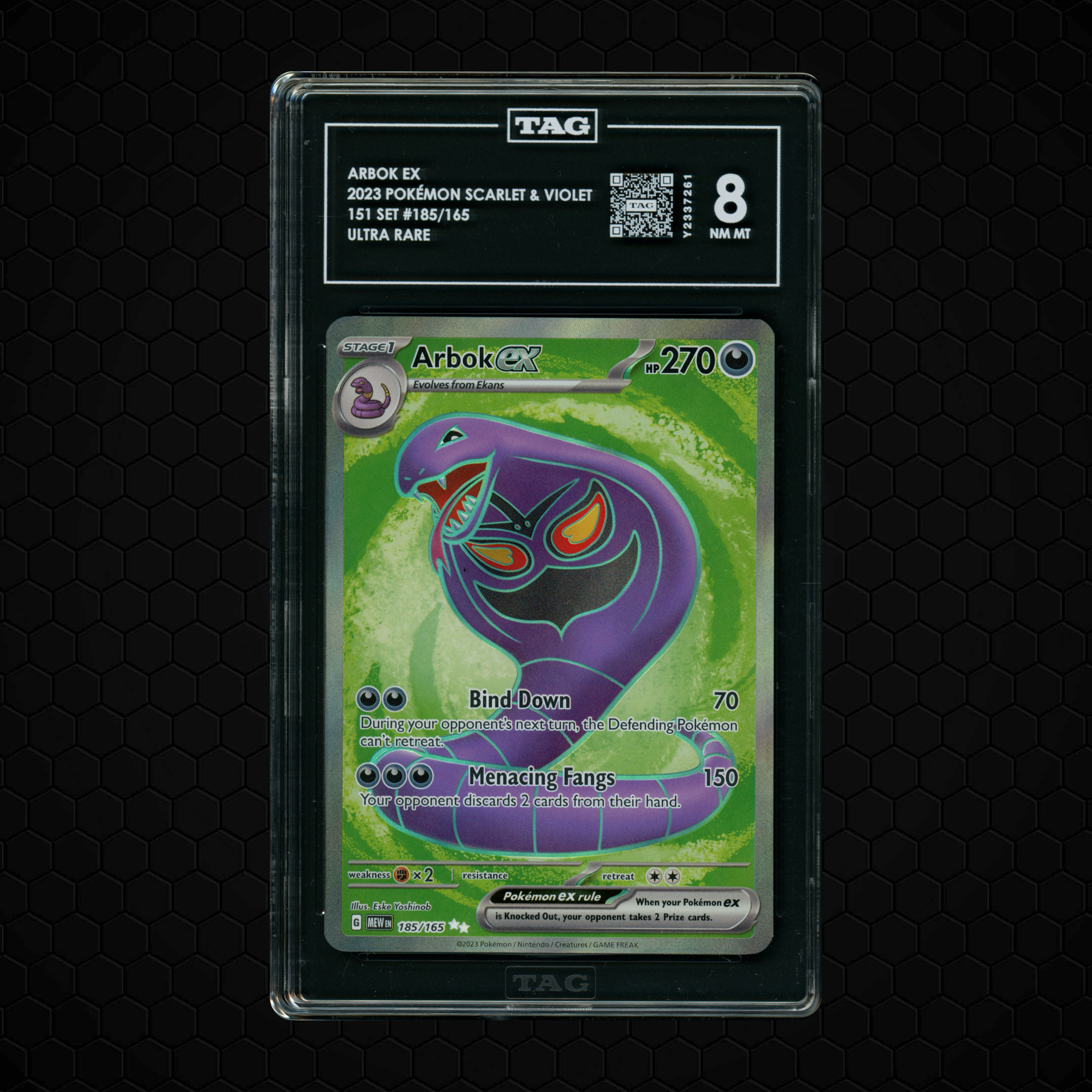 2023 Pokemon 151 Arbok EX #185 TAG 8