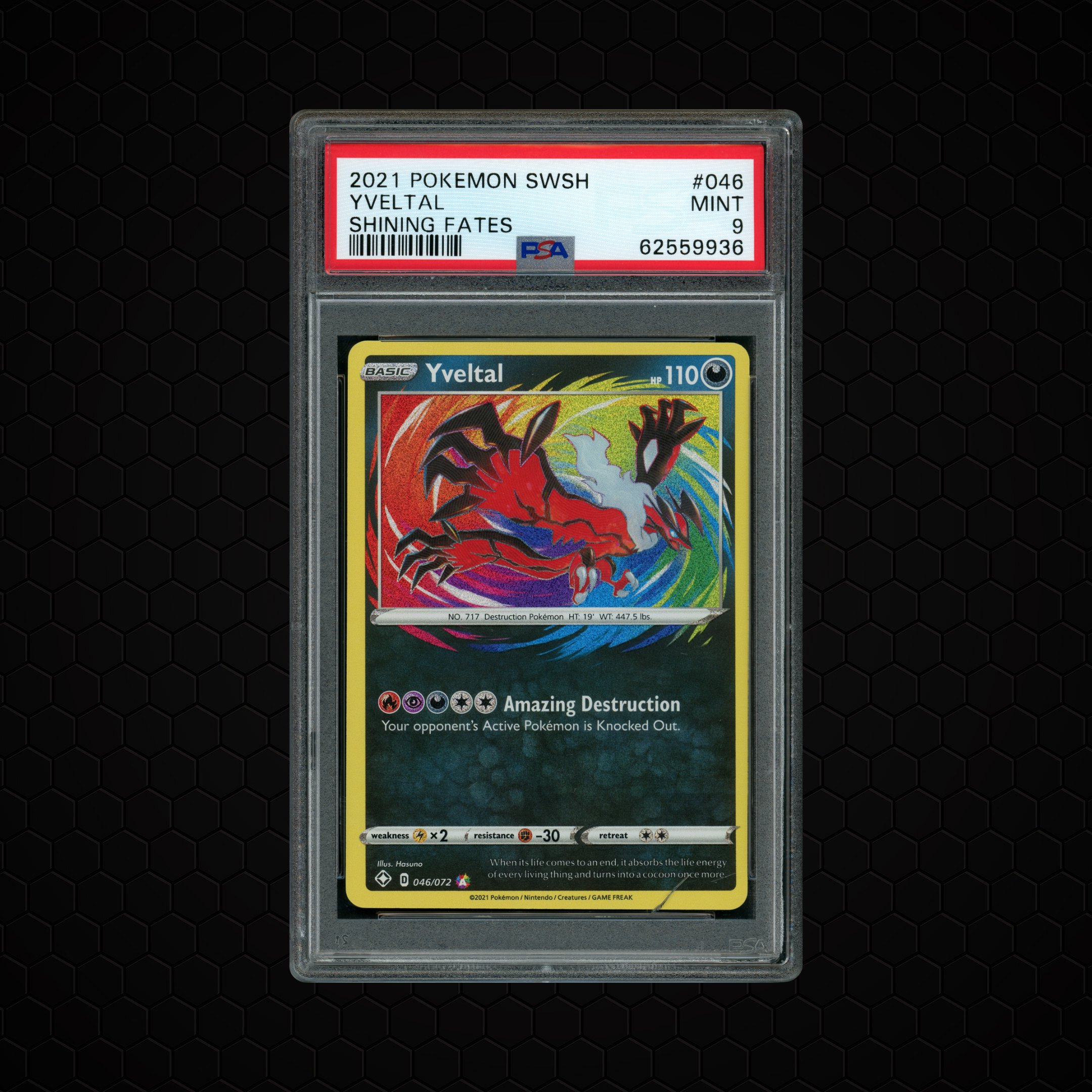 2021 Shining Fates Yveltal #46 PSA 9