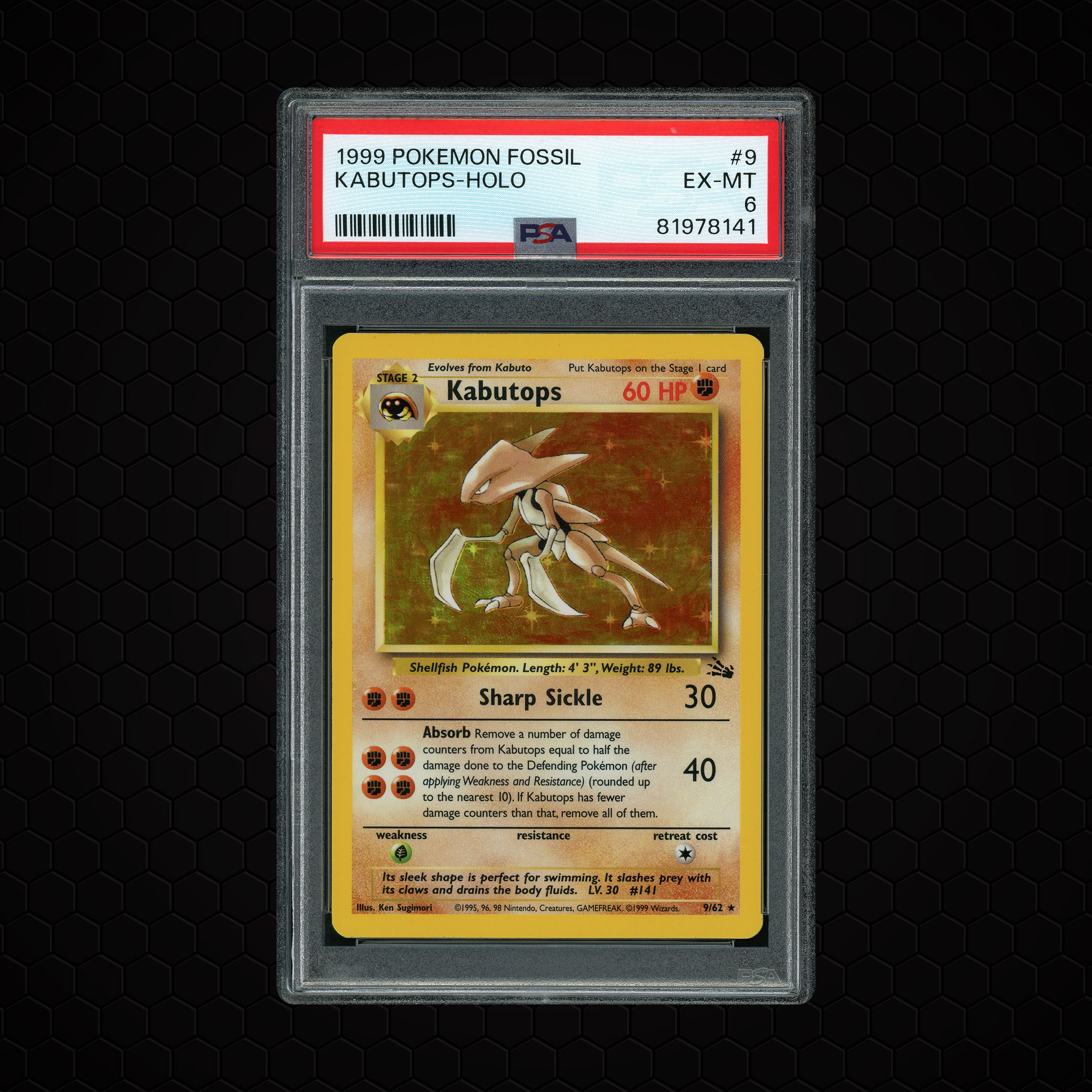 1999 Fossil Kabutops #9 PSA 6