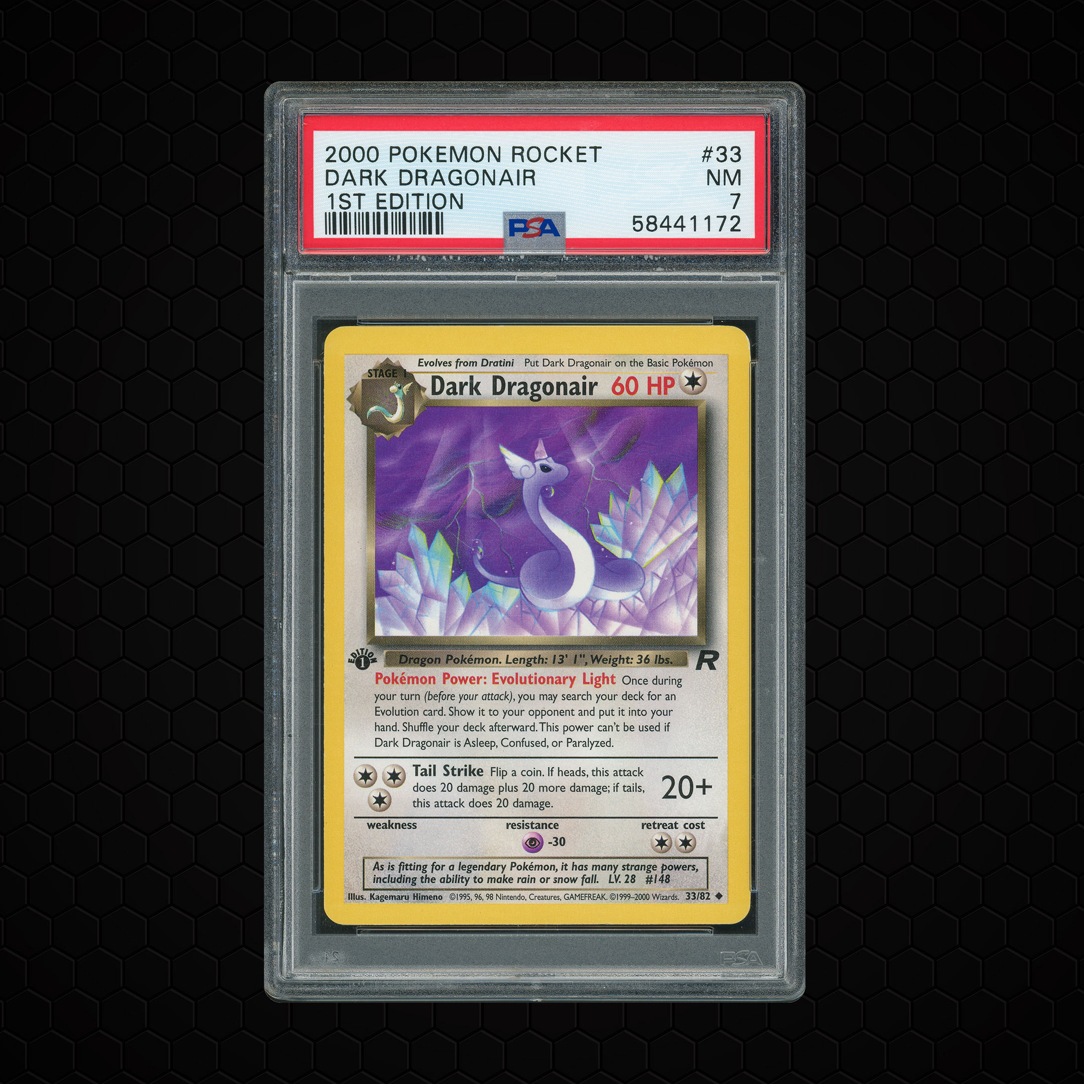 2000 Team Rocket 1st Edition Dark Dragonair #33 PSA 7