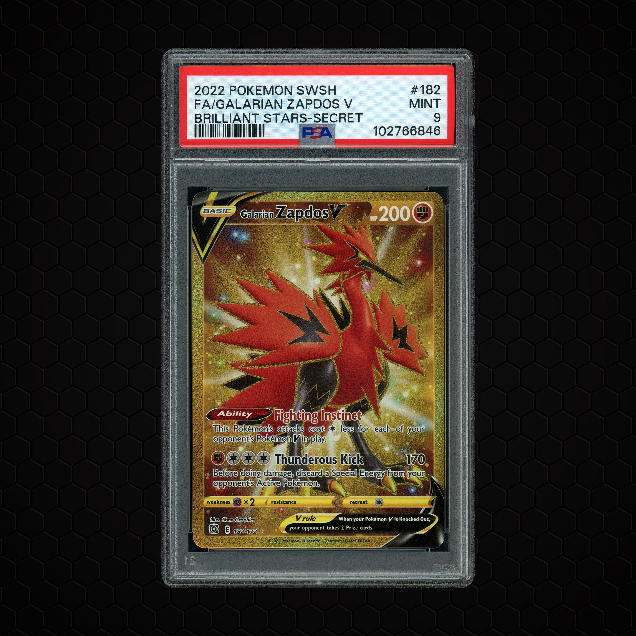 2022 Brilliant Stars Galarian Zapdos V #182 PSA 9