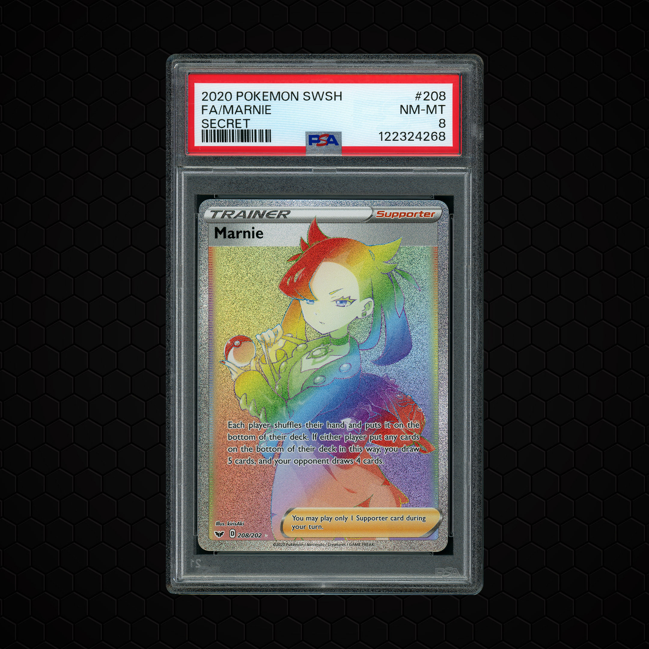 2020 Sword & Shield Marnie #208 PSA 8