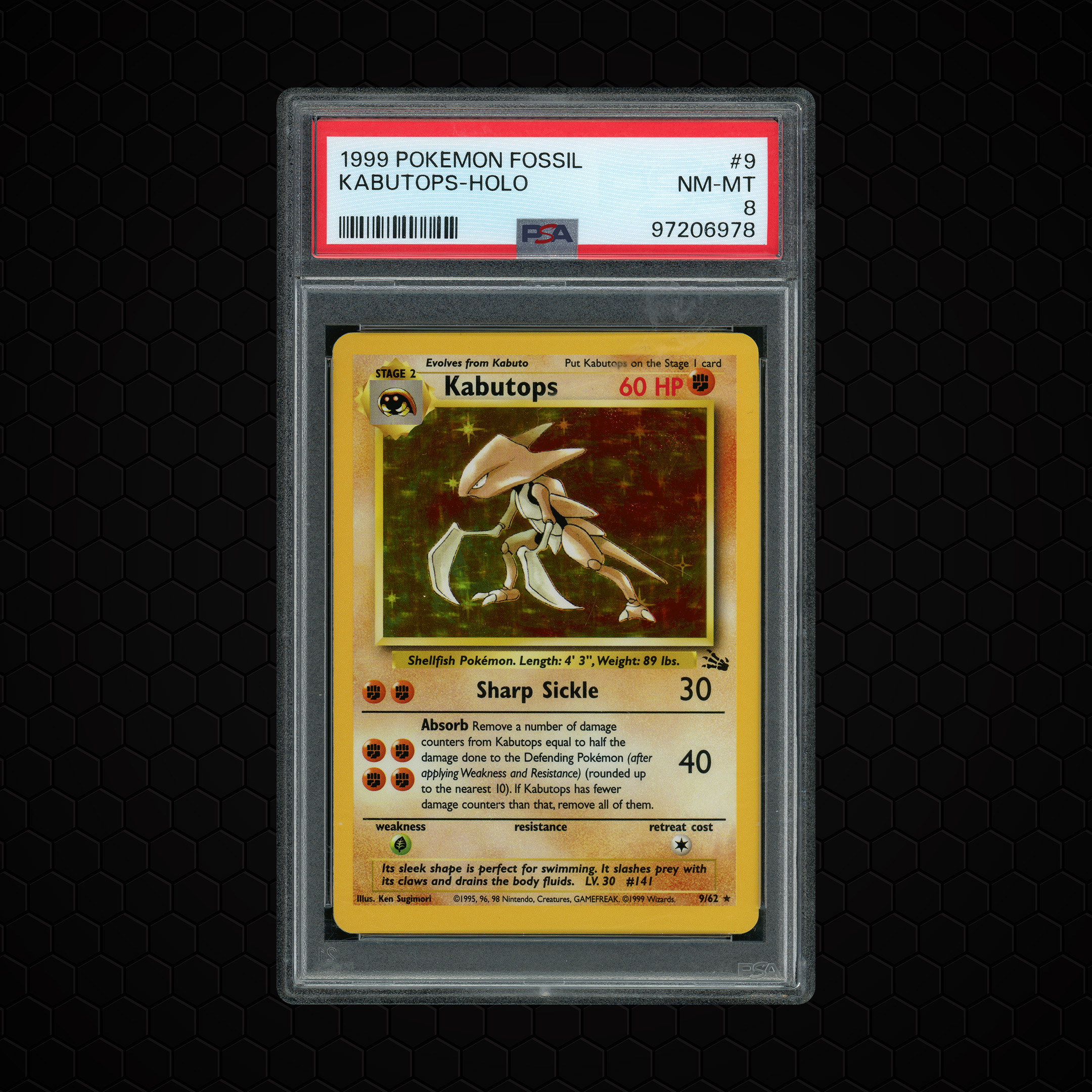 1999 Fossil Kabutops #9 PSA 8