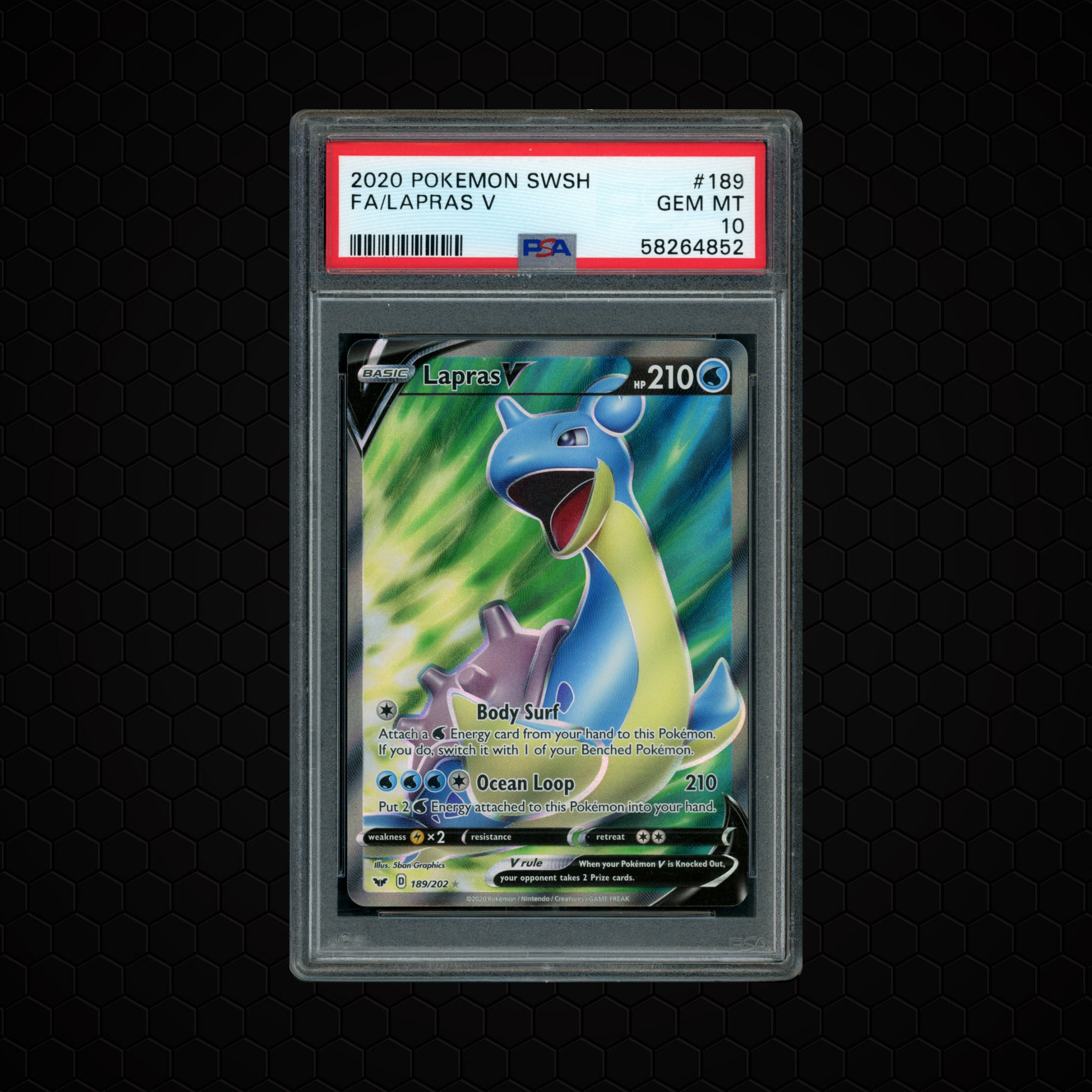 2020 Sword & Shield Lapras V #189 PSA 10