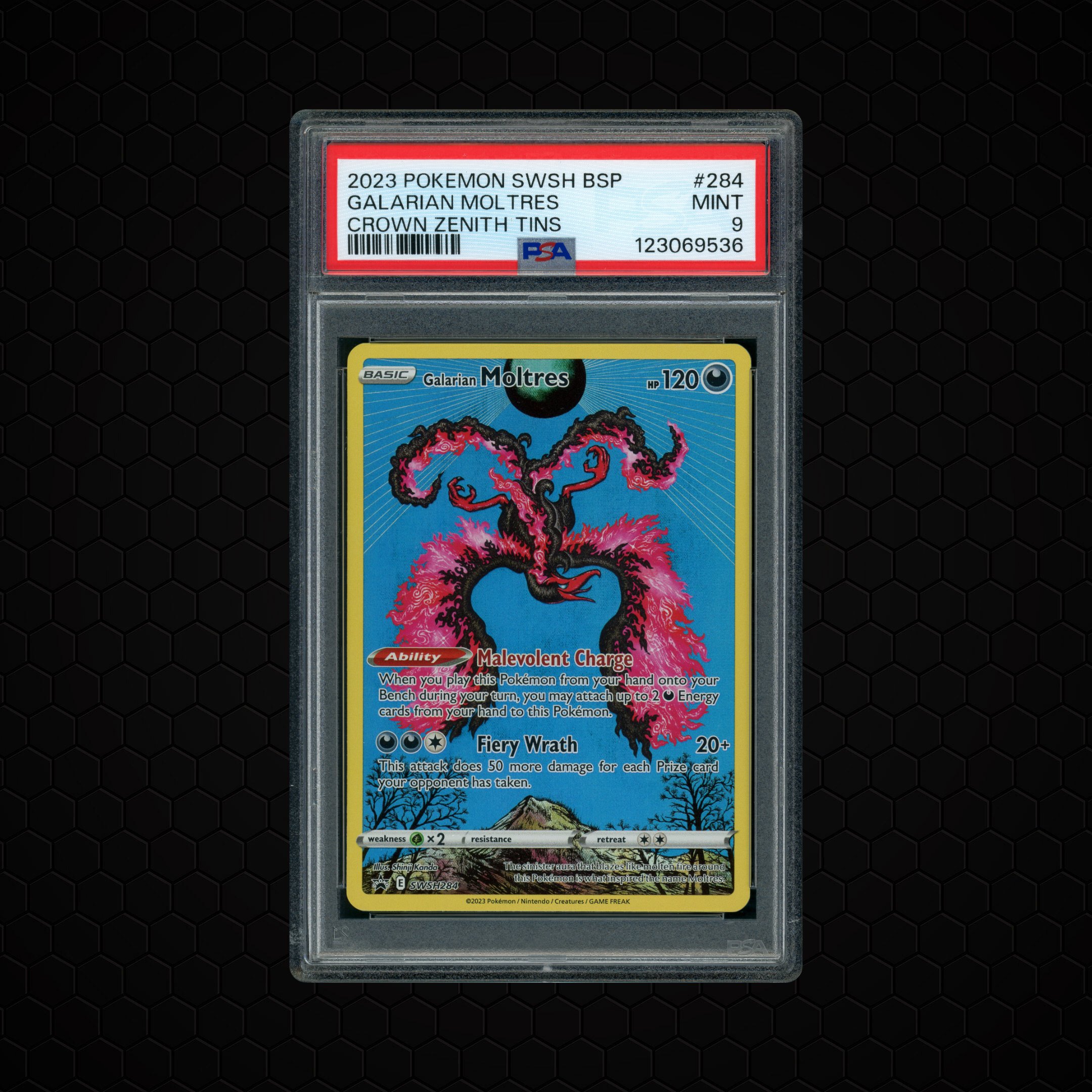 2023 Black Star Promo Galarian Moltres #284 PSA 9