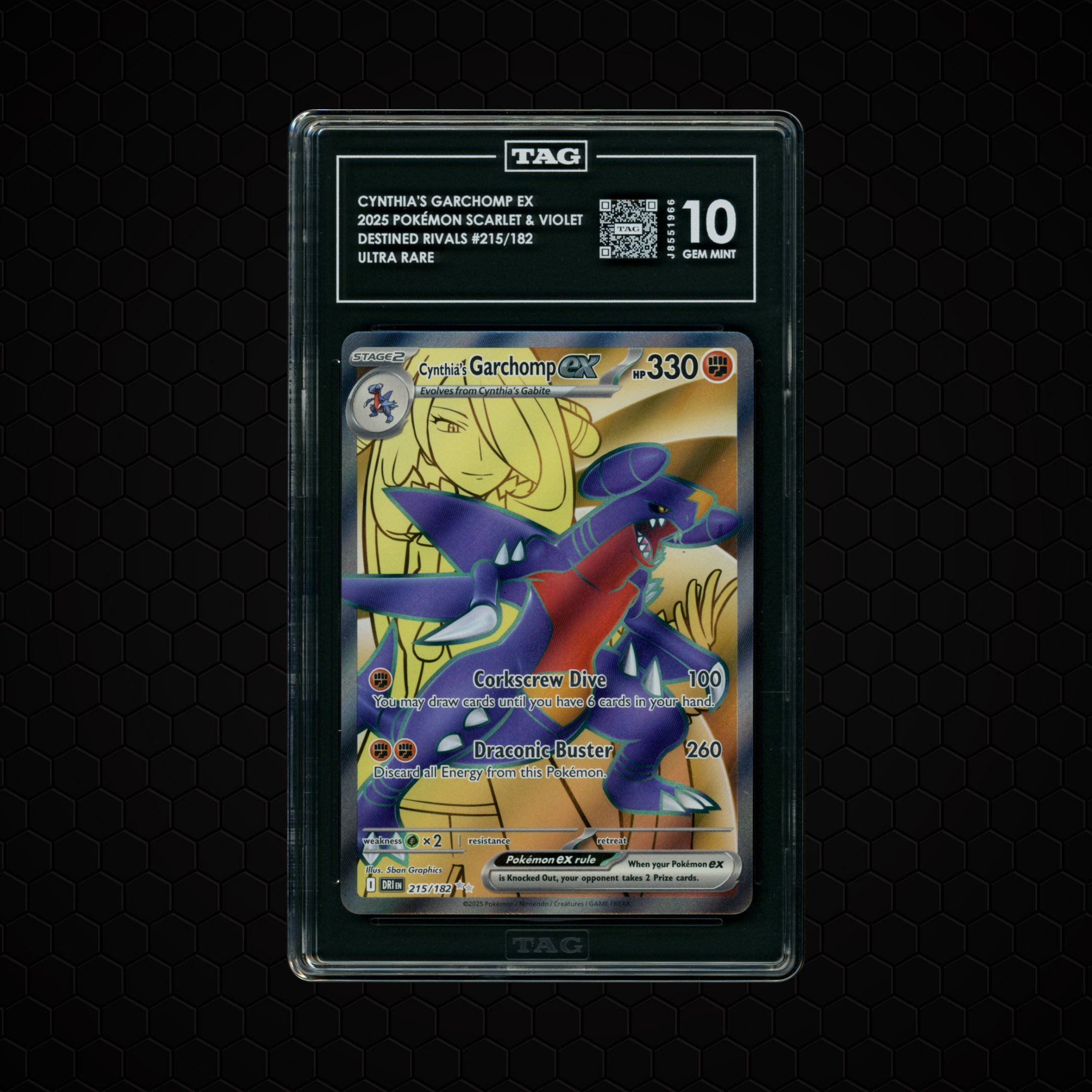 2025 Destined Rivals Cynthia's Garchomp EX #215 TAG 10