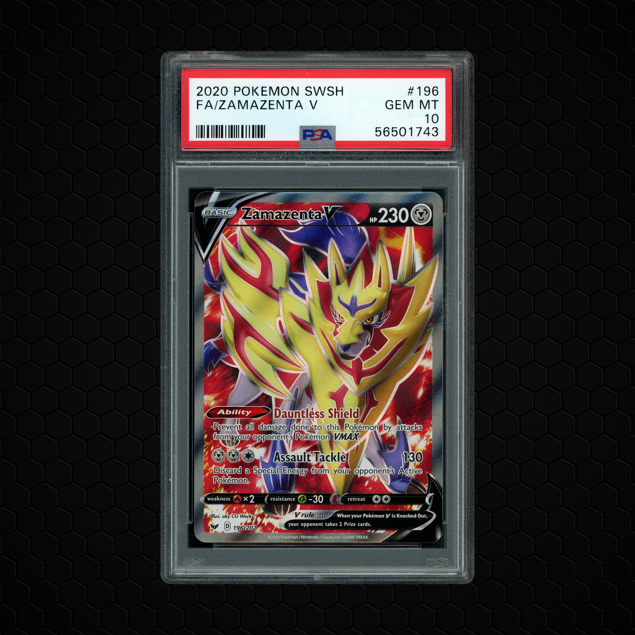 2020 Sword & Shield Zamazenta V #196 PSA 10