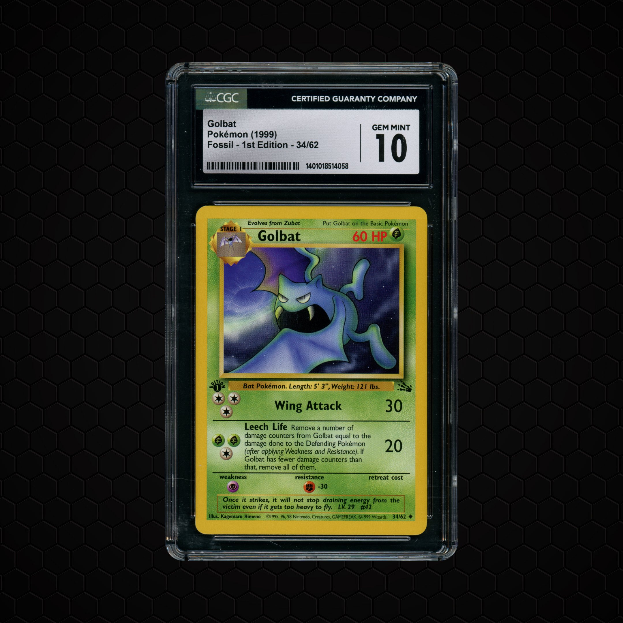1999 Fossil 1st Edition Golbat #34 CGC 10