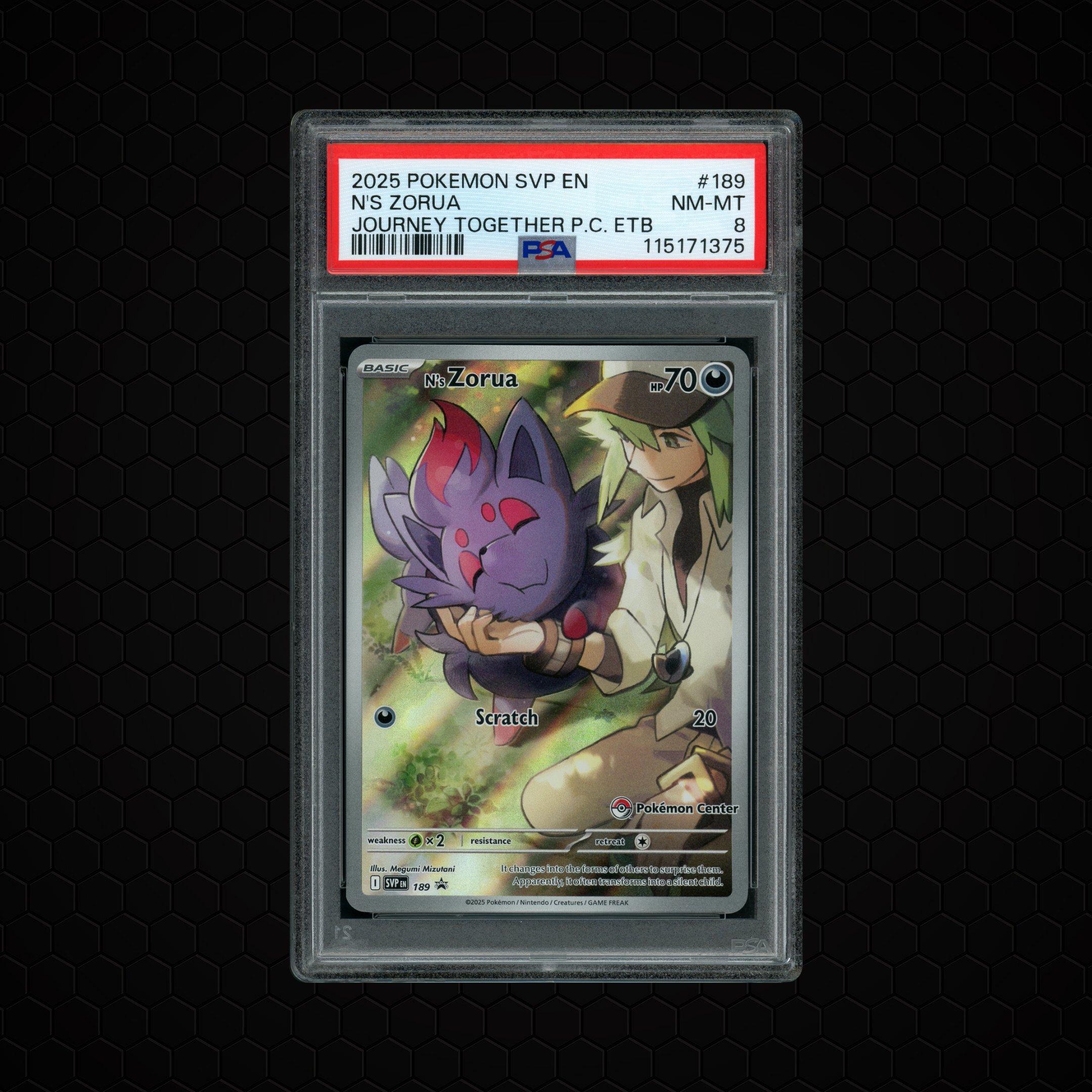 2025 Black Star Promo N's Zorua #189 PSA 8