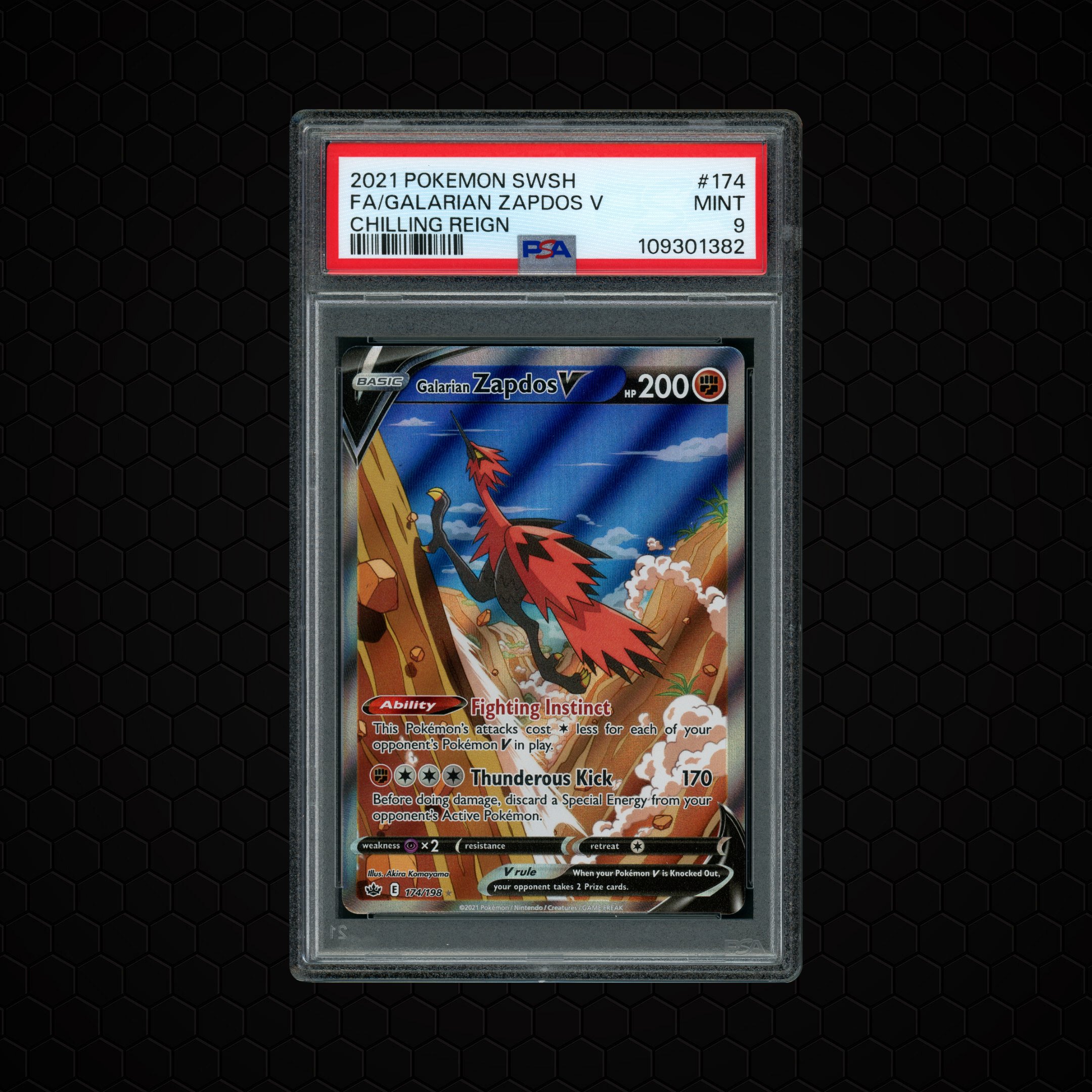 2021 Chilling Reign Galarian Zapdos V #174 PSA 9