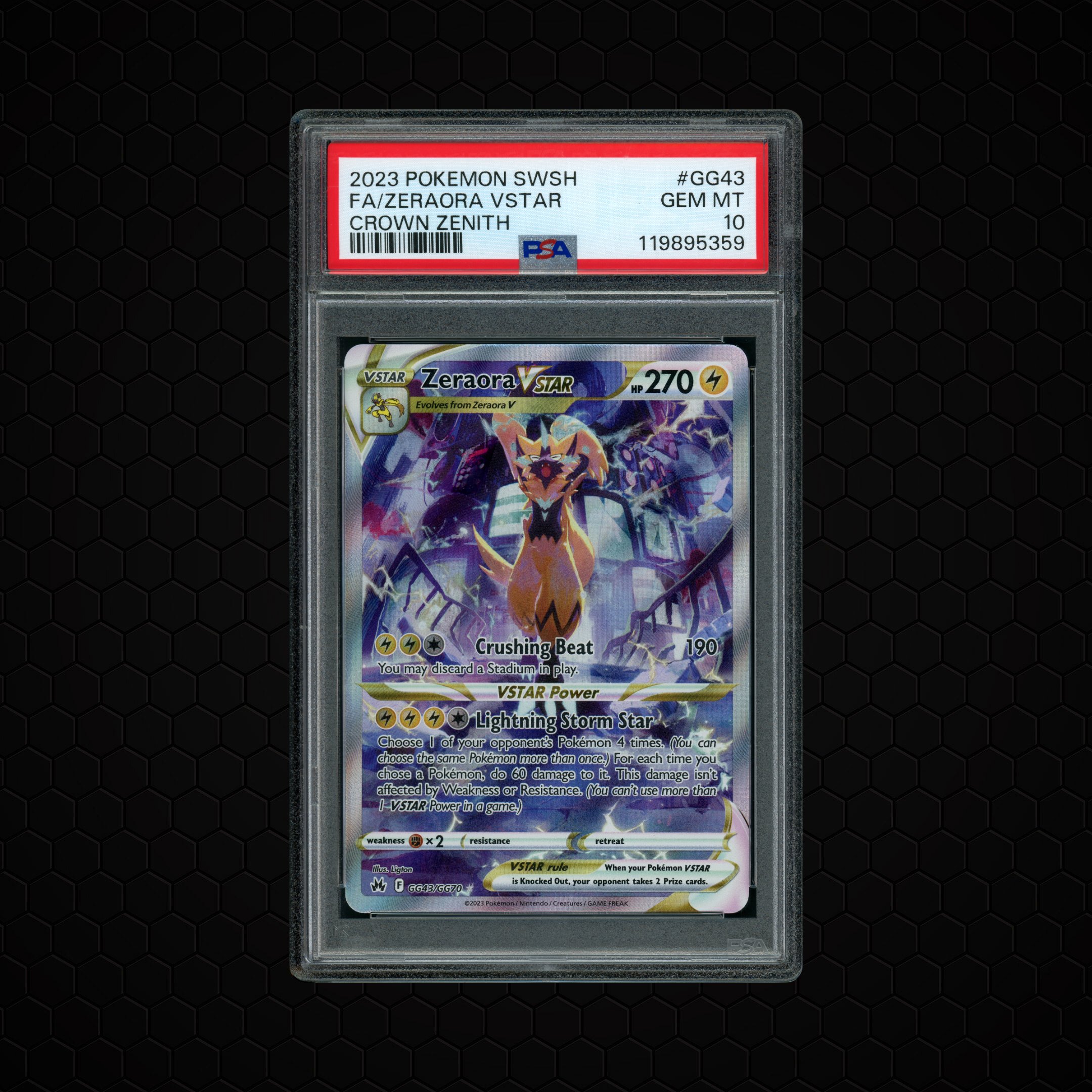 2023 Crown Zenith Zeraora VSTAR #GG43 PSA 10