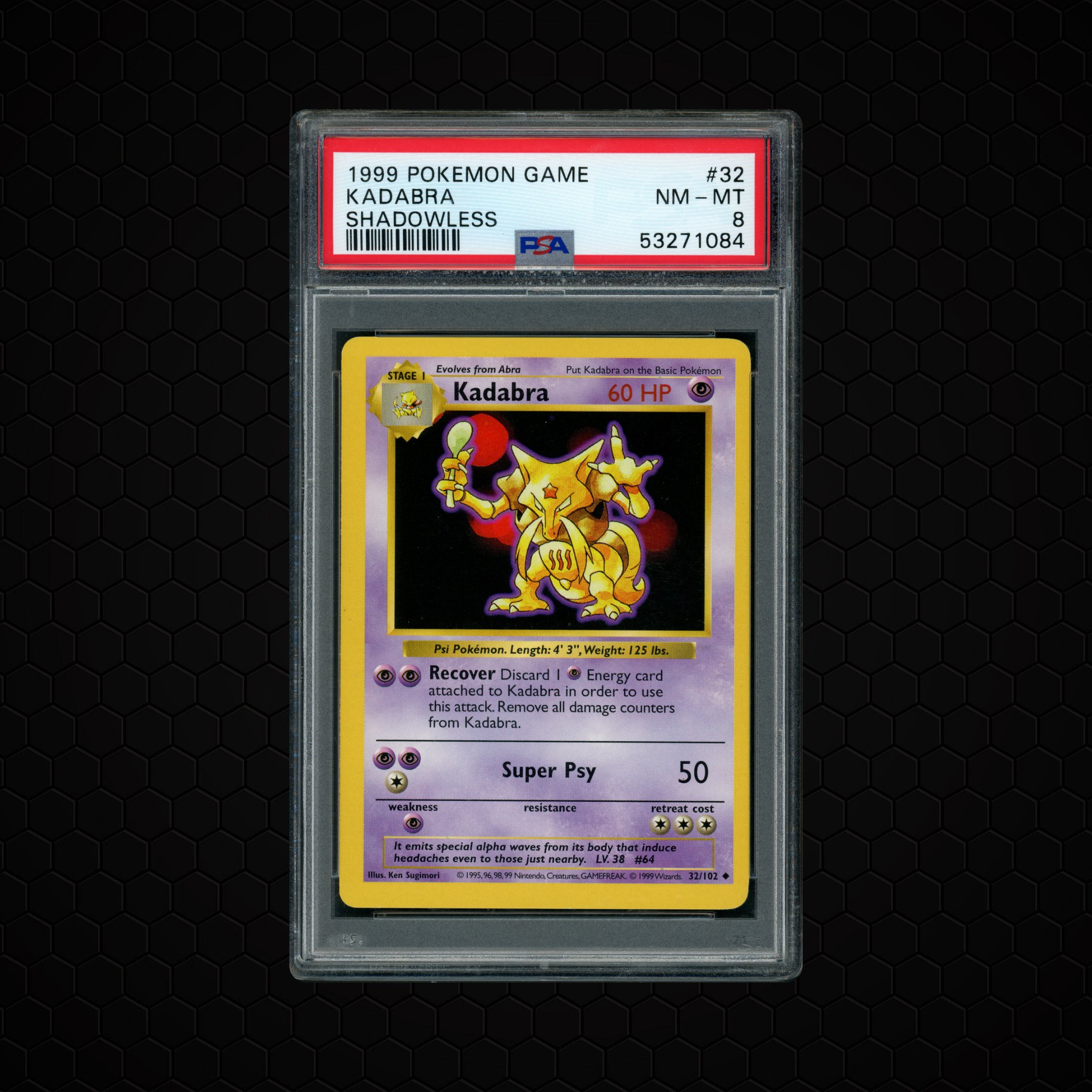 1999 Game Shadowless Kadabra #32 PSA 8