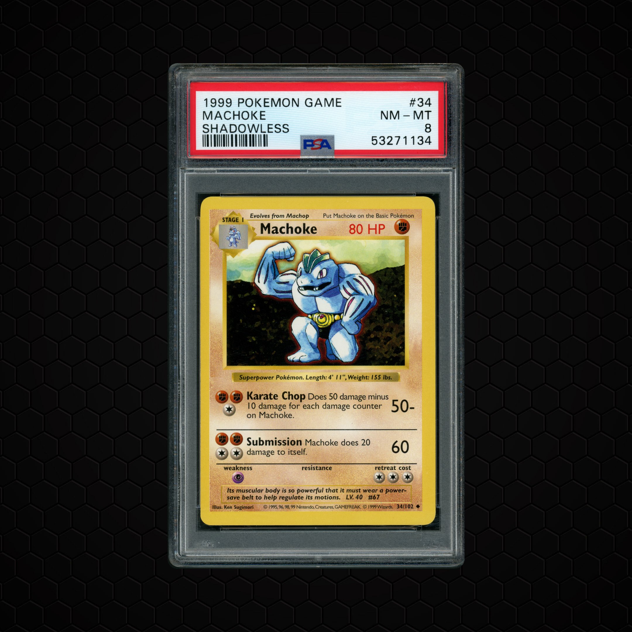 1999 Game Shadowless Machoke #34 PSA 8