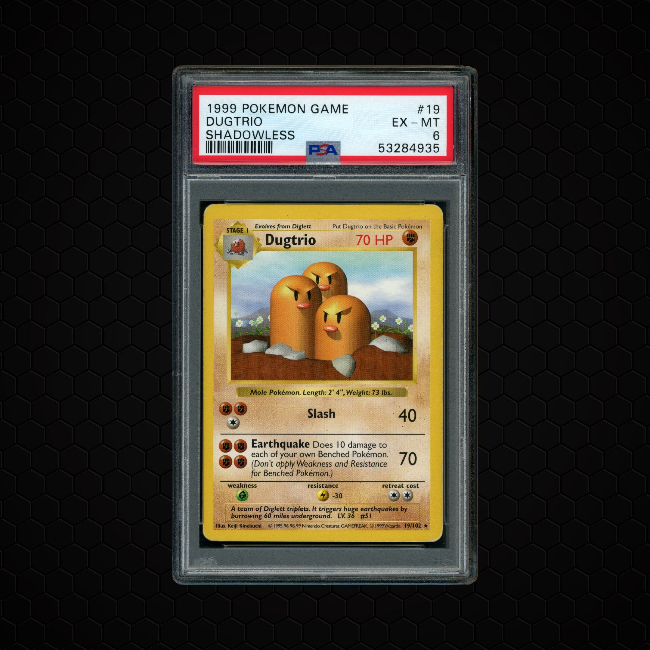 1999 Game Shadowless Dugtrio #19 PSA 6