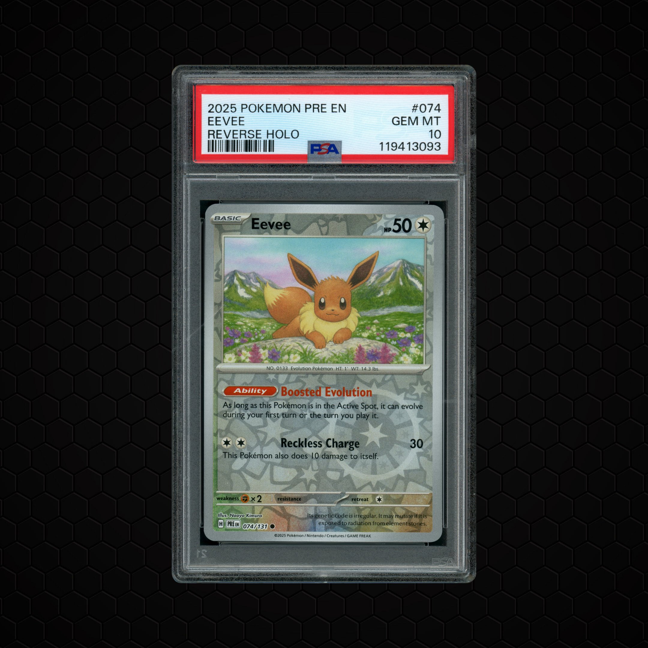 2025 Prismatic Evolutions Eevee #74 PSA 10