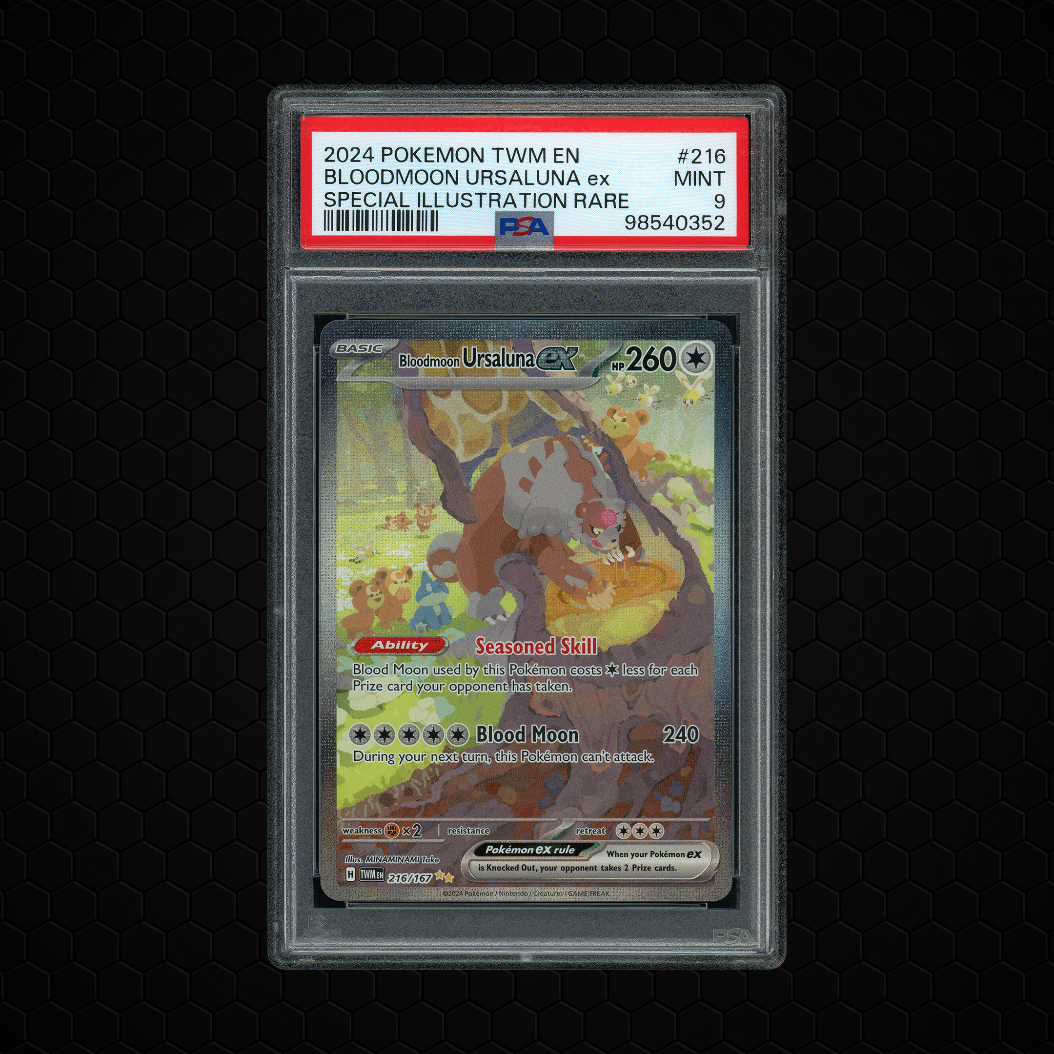 2024 Twilight Masquerade Bloodmoon Ursaluna EX #216 PSA 9