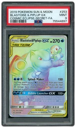 2019 Cosmic Eclipse Blastoise & Piplup GX #253 PSA 9 on Beezie.