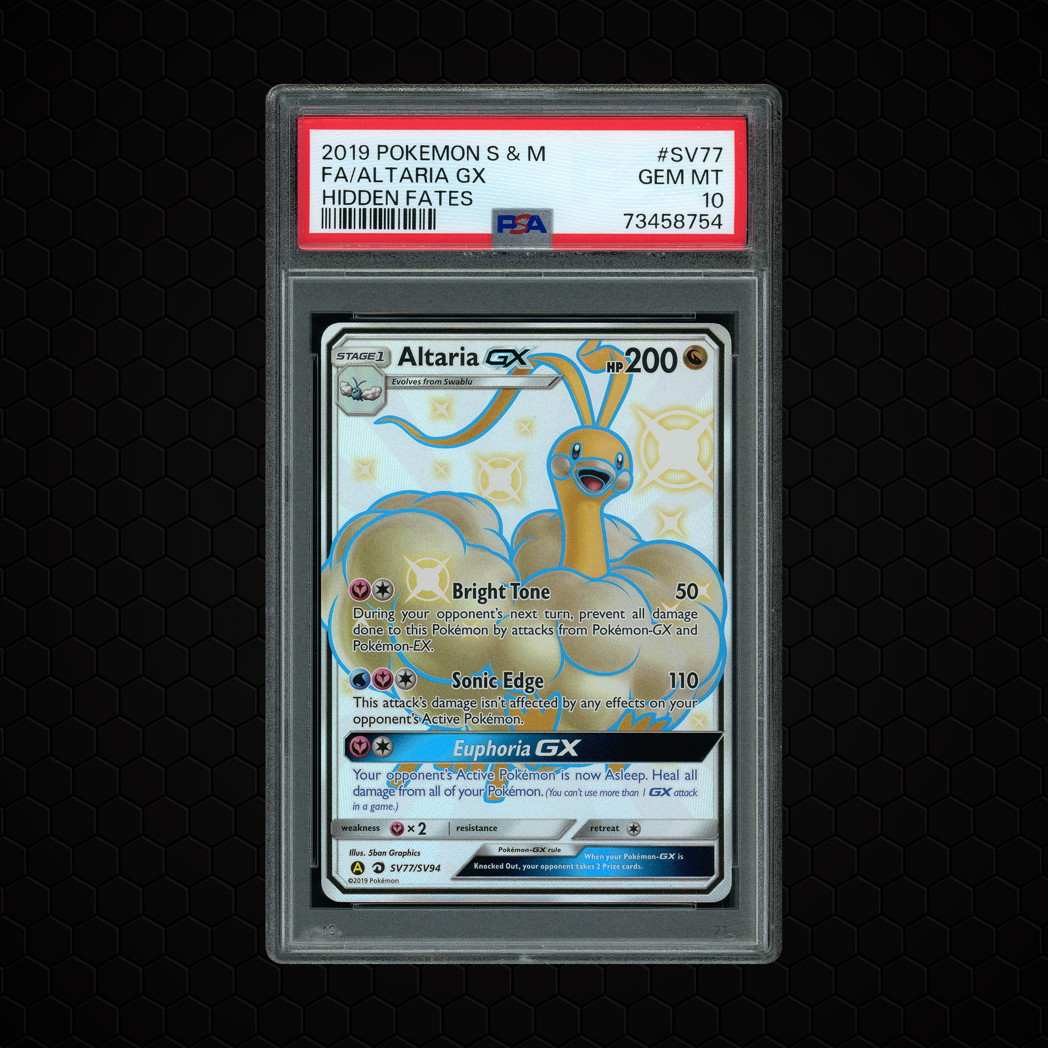 2019 Hidden Fates Altaria GX #SV77 PSA 10