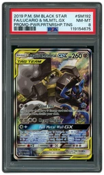 2019 Black Star Promo Lucario & Melmetal GX #SM192 PSA 8 on Beezie.