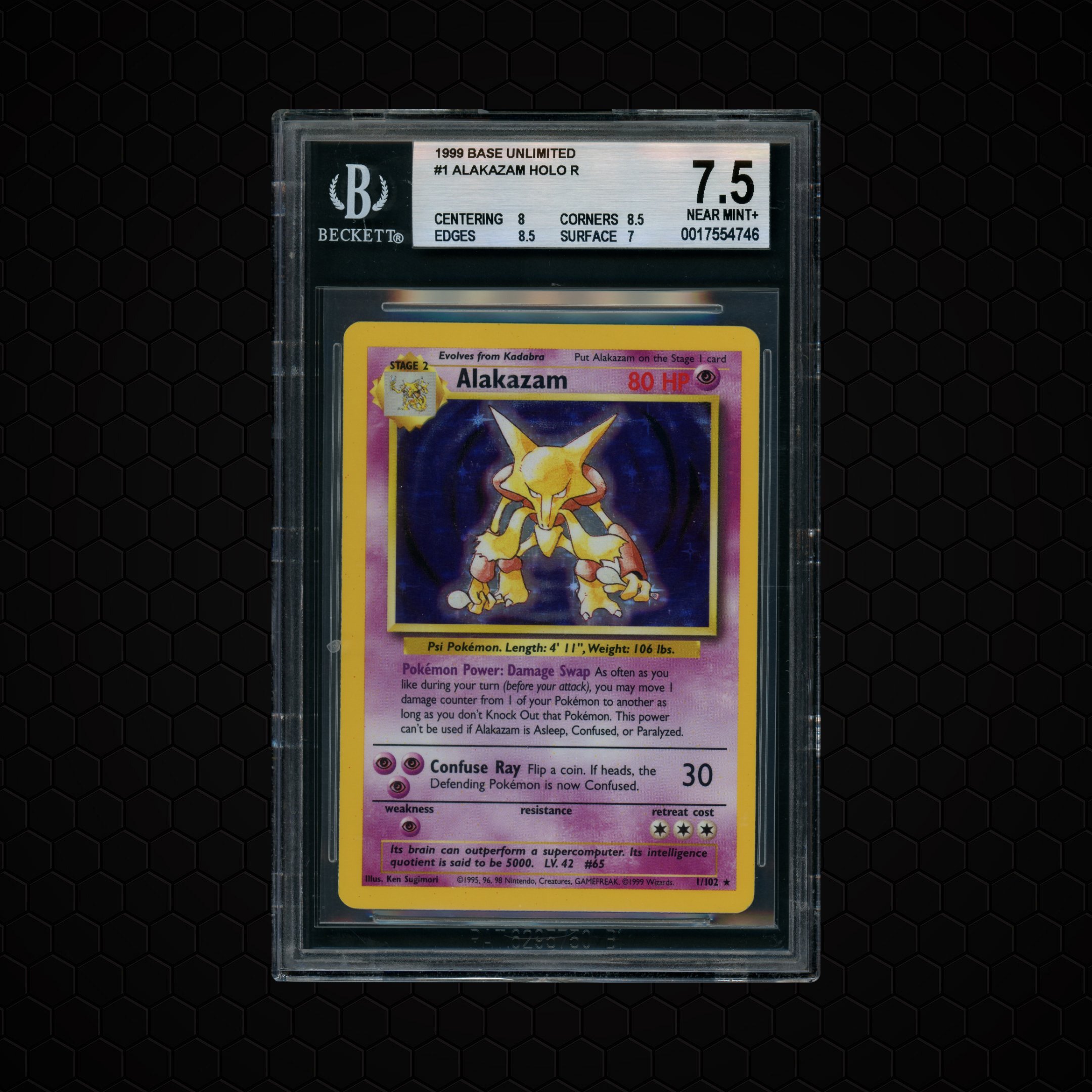 1999 Base Alakazam #1 BGS 7.5