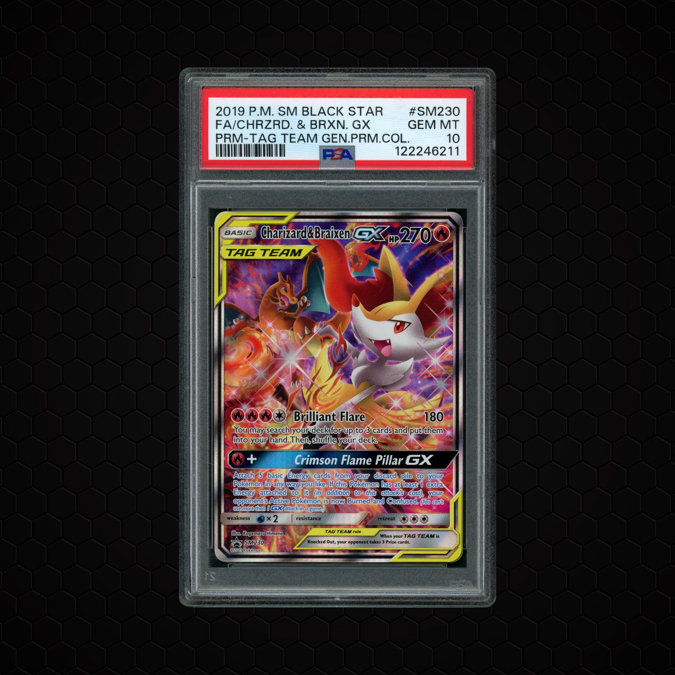 2019 Black Star Promo Charizard & Braixen GX #SM230 PSA 10