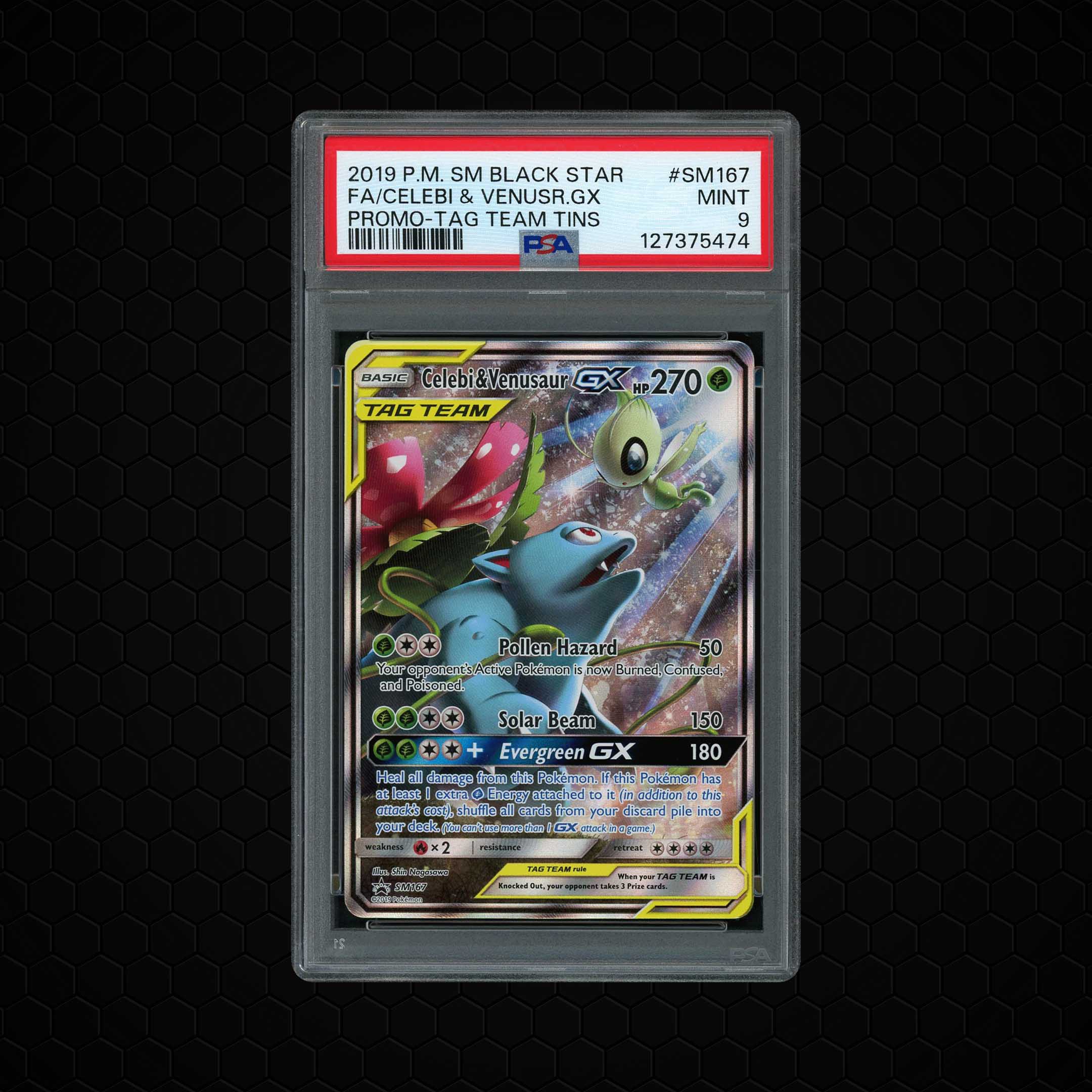 2019 Black Star Promo Celebi & Venusaur GX #SM167 PSA 9