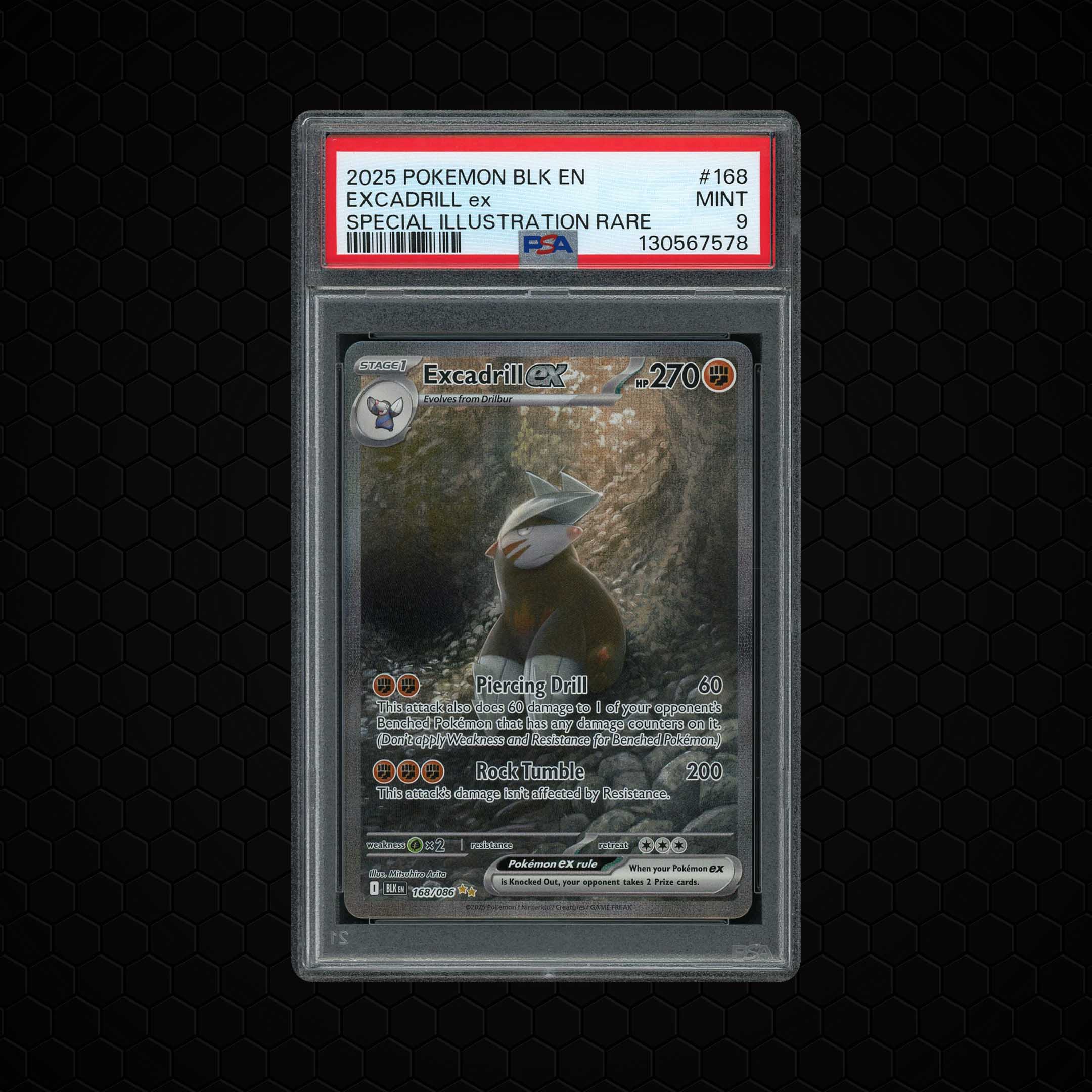 2025 Black Bolt Excadrill EX #168 PSA 9