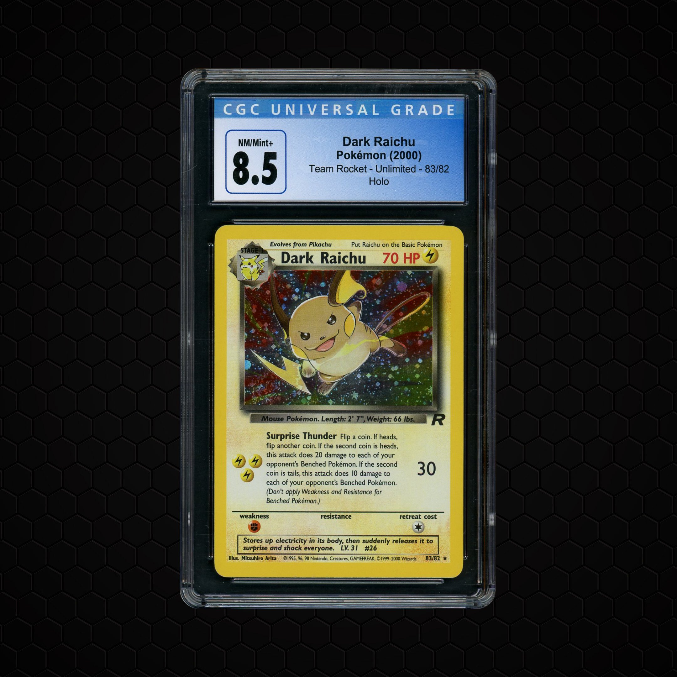 2000 Team Rocket Unlimited Dark Raichu #83 CGC 8.5