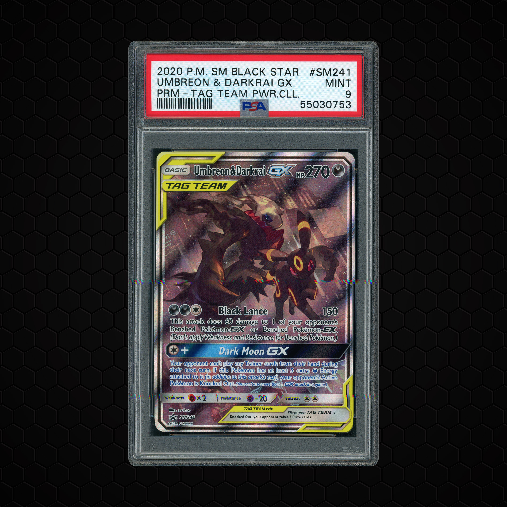 2020 Black Star Promos Umbreon & Darkrai GX #SM241 PSA 9