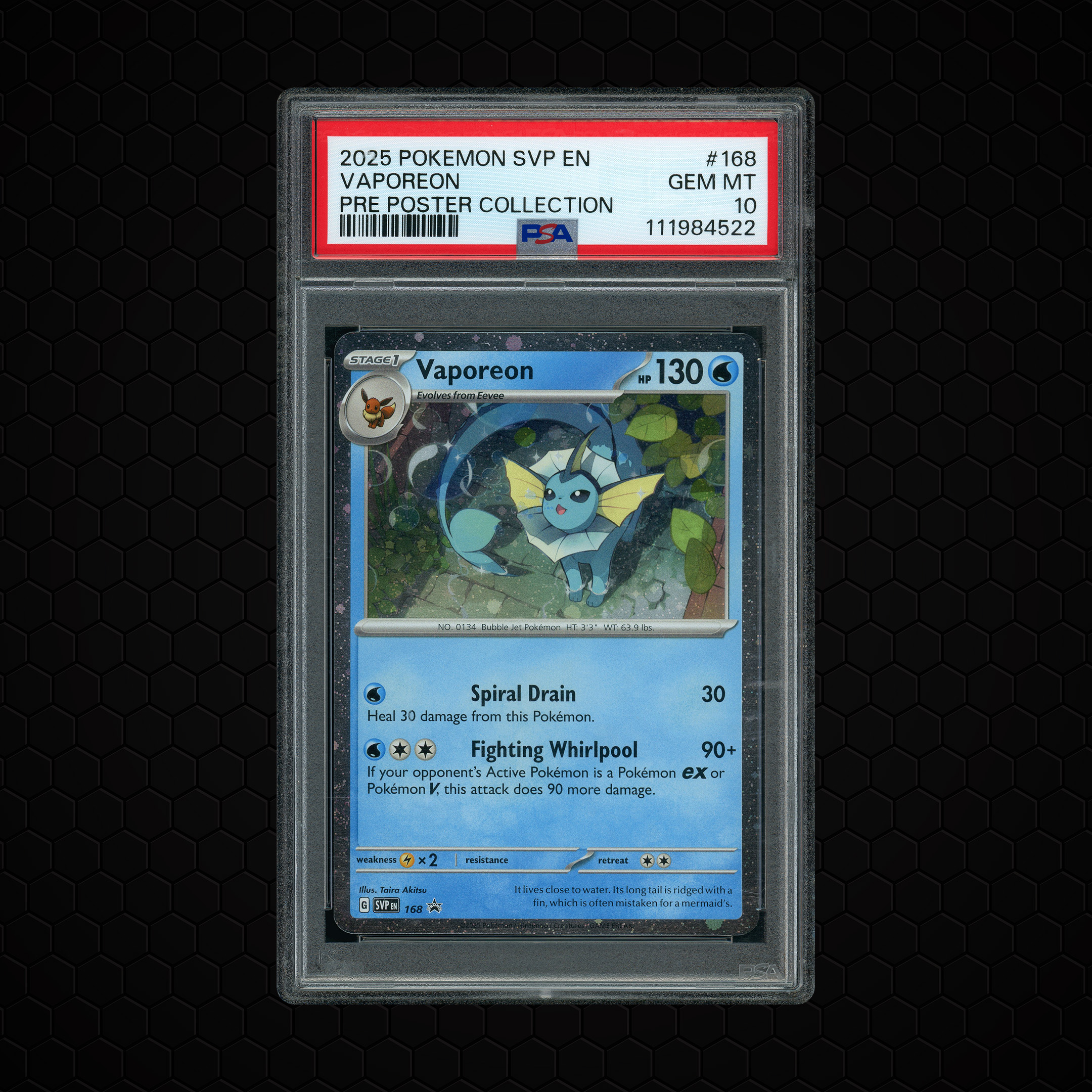 2025 Black Star Promo Vaporeon #168 PSA 10