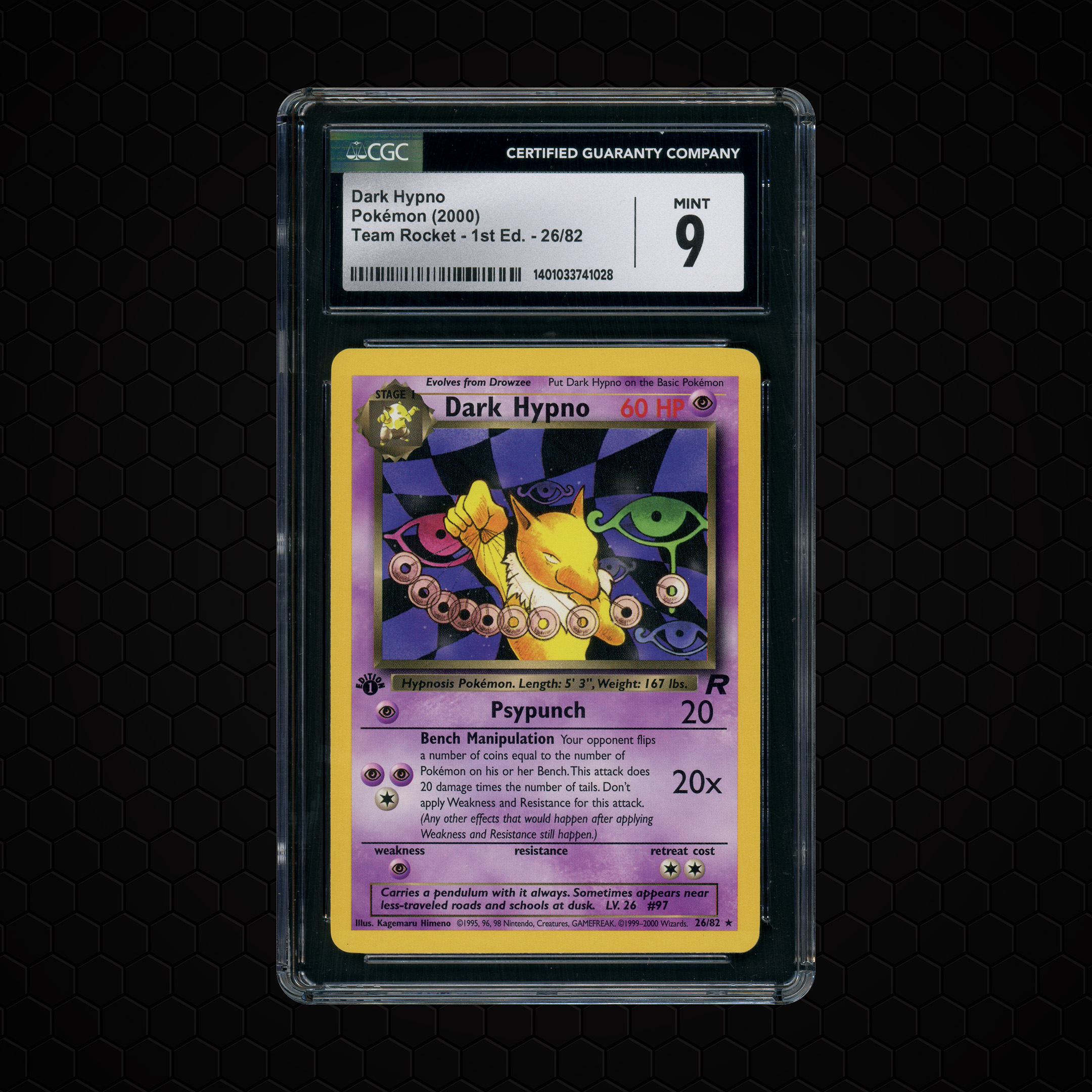 2000 Team Rocket 1st Edition Dark Hypno #26 CGC 9