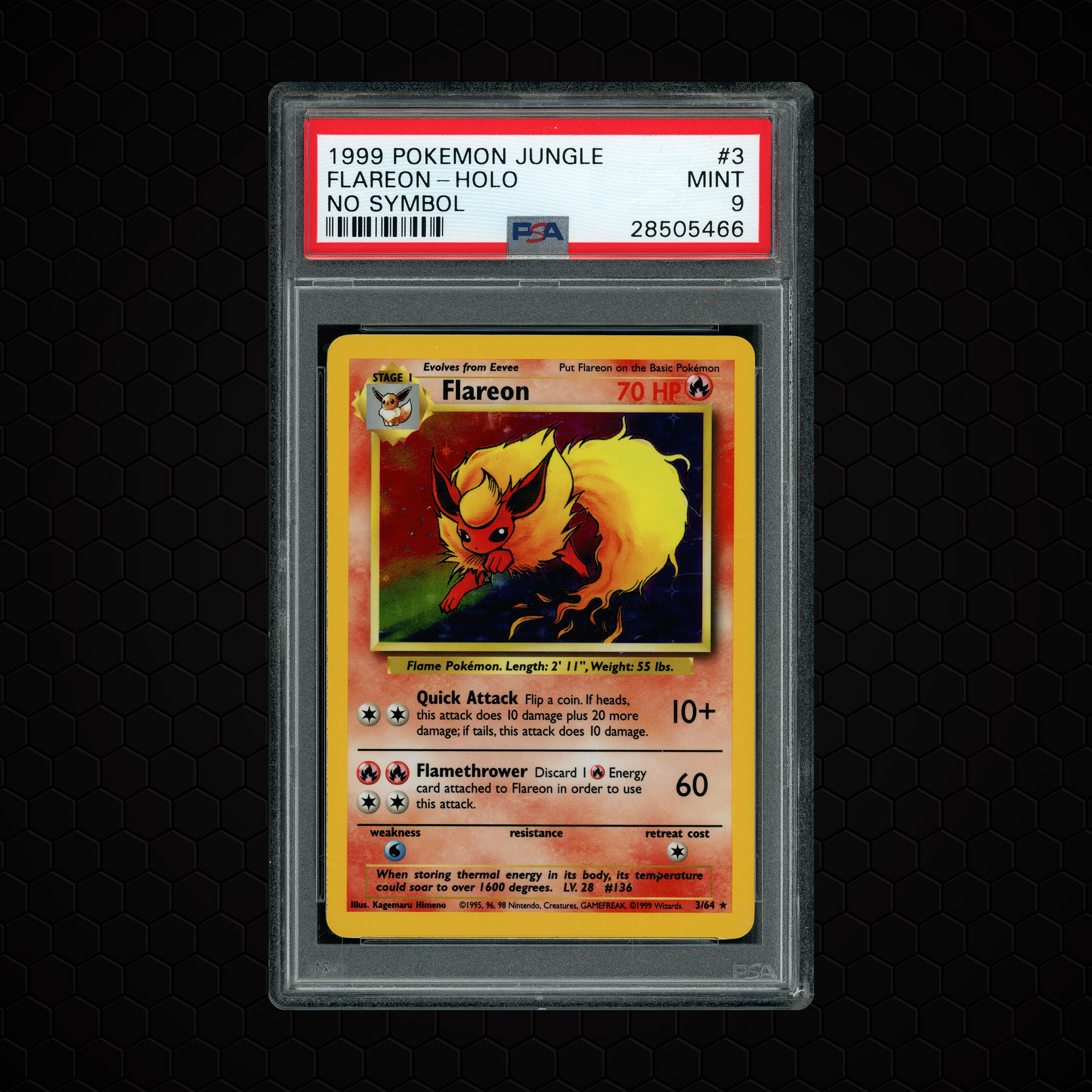 1999 Jungle Unlimited No Symbol Flareon #3 PSA 9