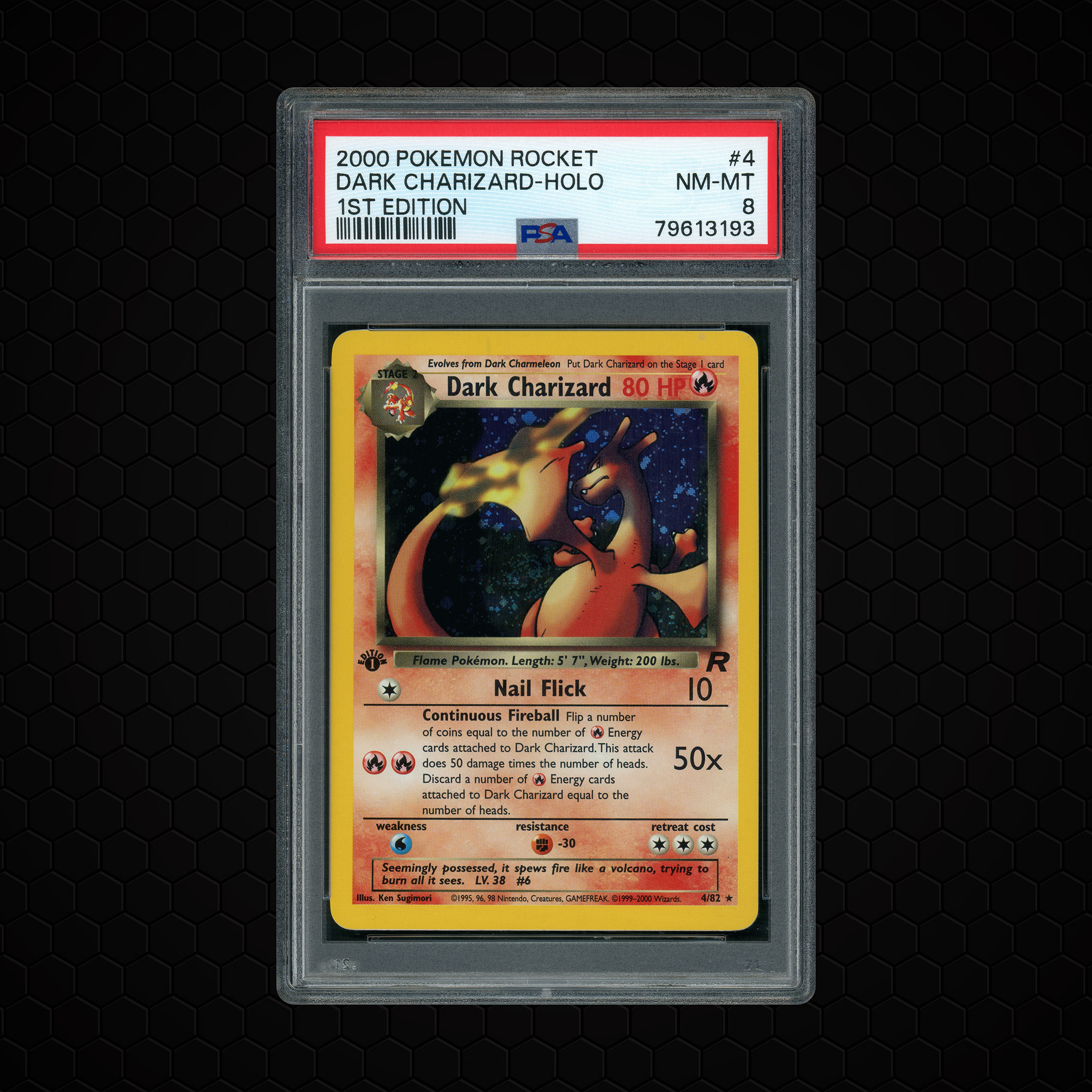 2000 Team Rocket 1st Edition Dark Charizard #4 PSA 8