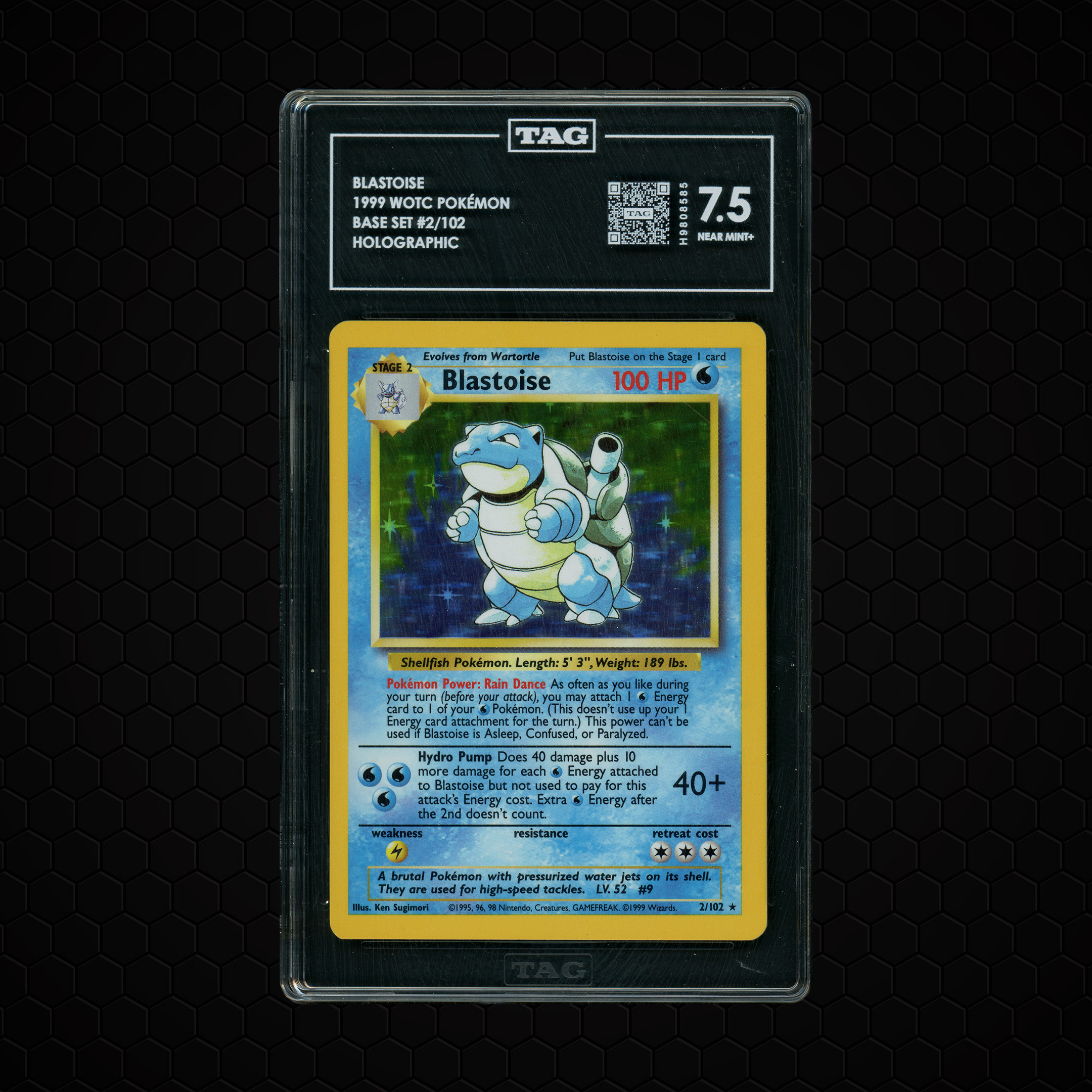 1999 Base Set Blastoise #2 TAG 7.5