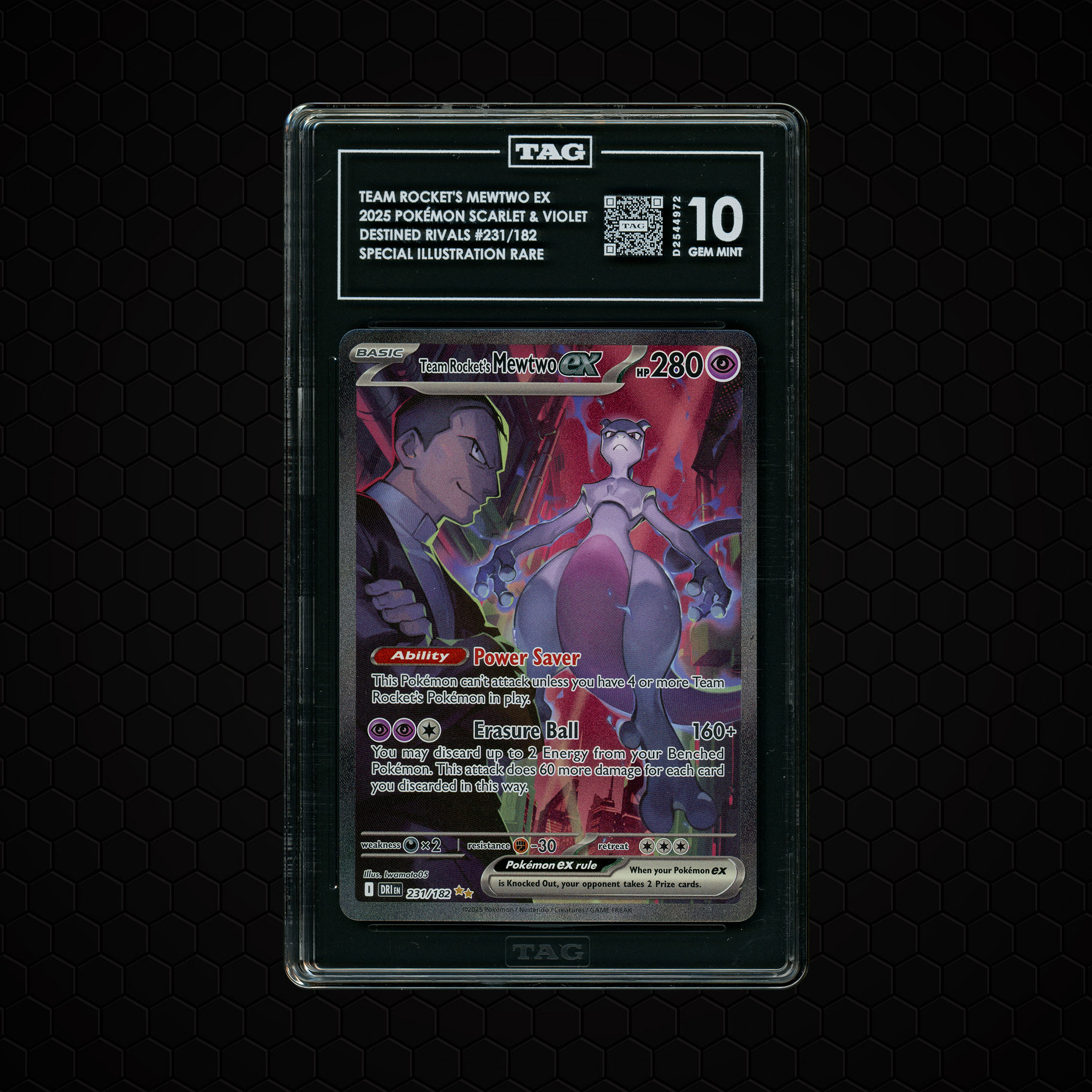 2025 Destined Rivals Team Rocket's Mewtwo EX #231 TAG 10