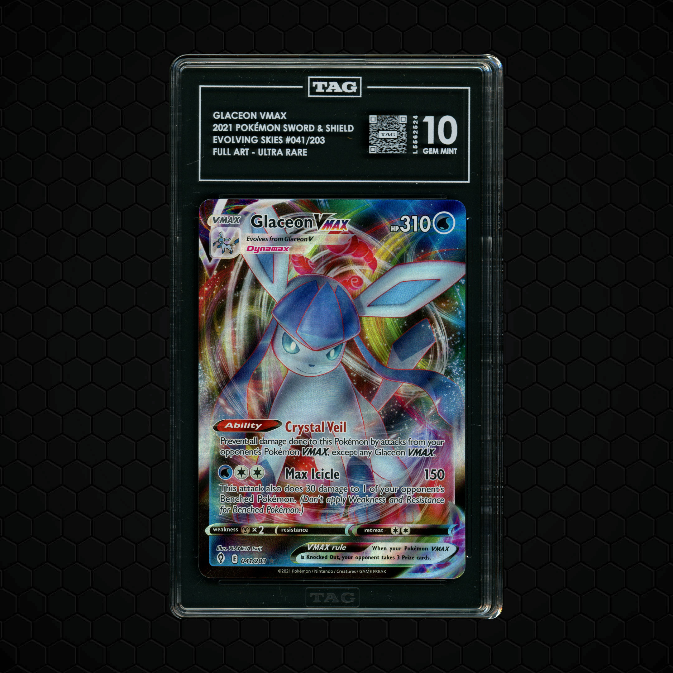 2021 Evolving Skies Glaceon VMAX #41 TAG 10