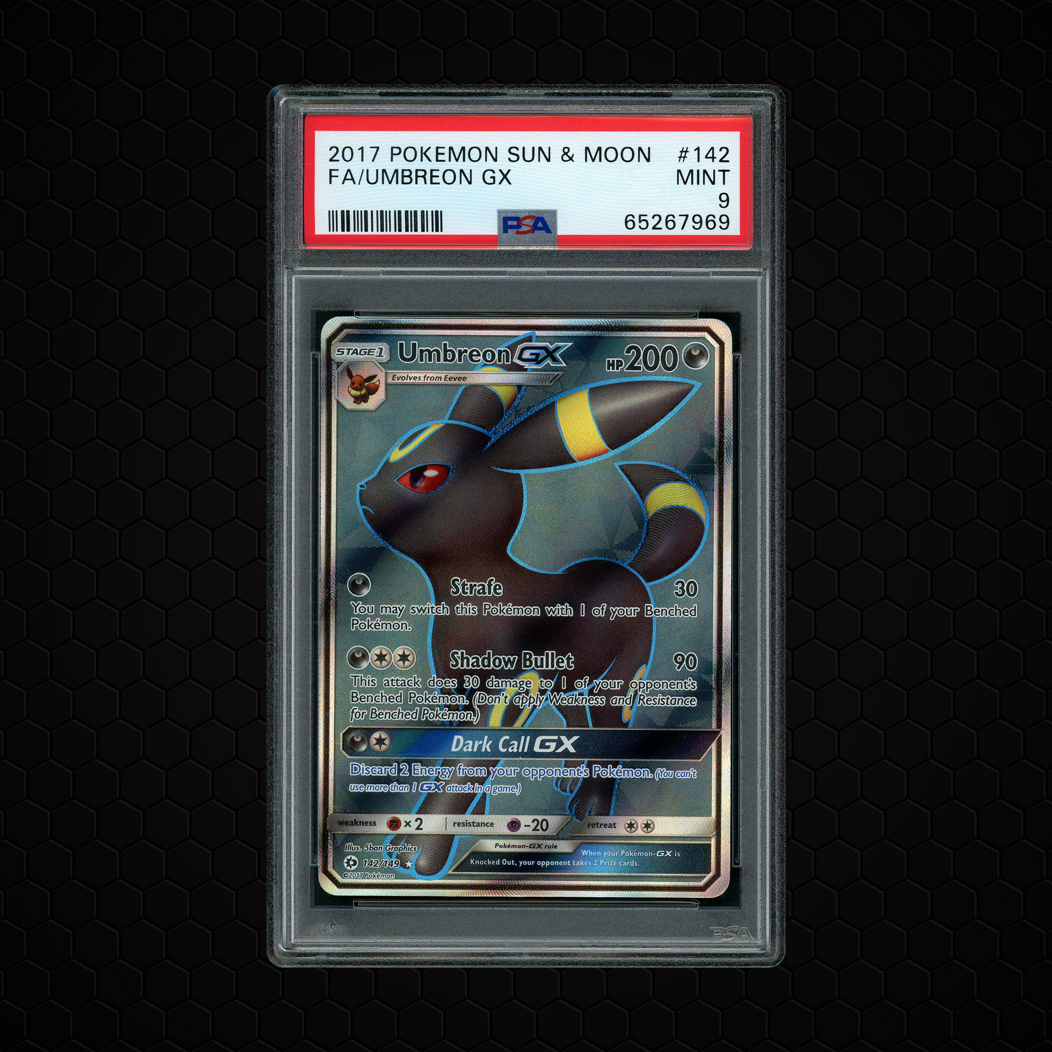 2017 Sun & Moon Umbreon GX #142 PSA 9
