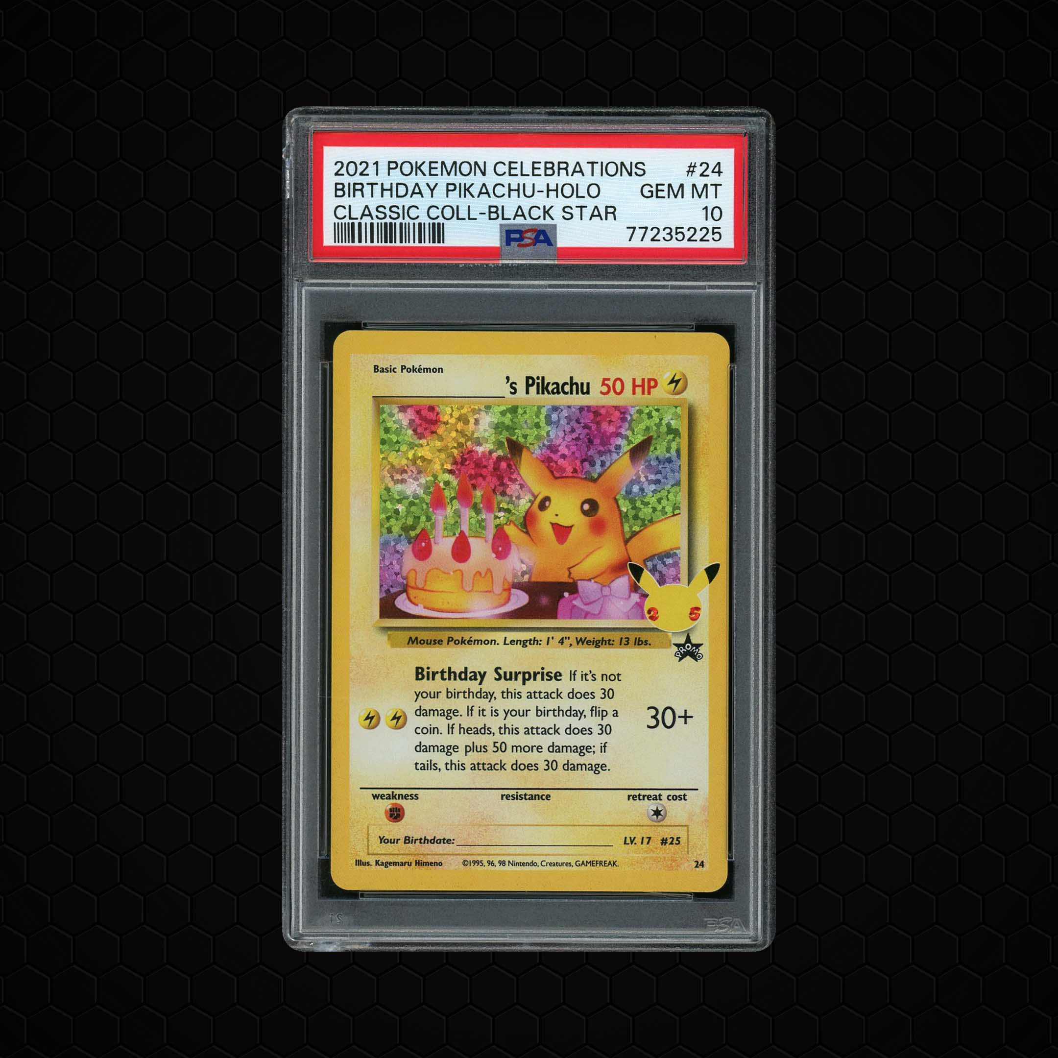 2021 Celebrations Classic Collection Birthday Pikachu #24 PSA 10
