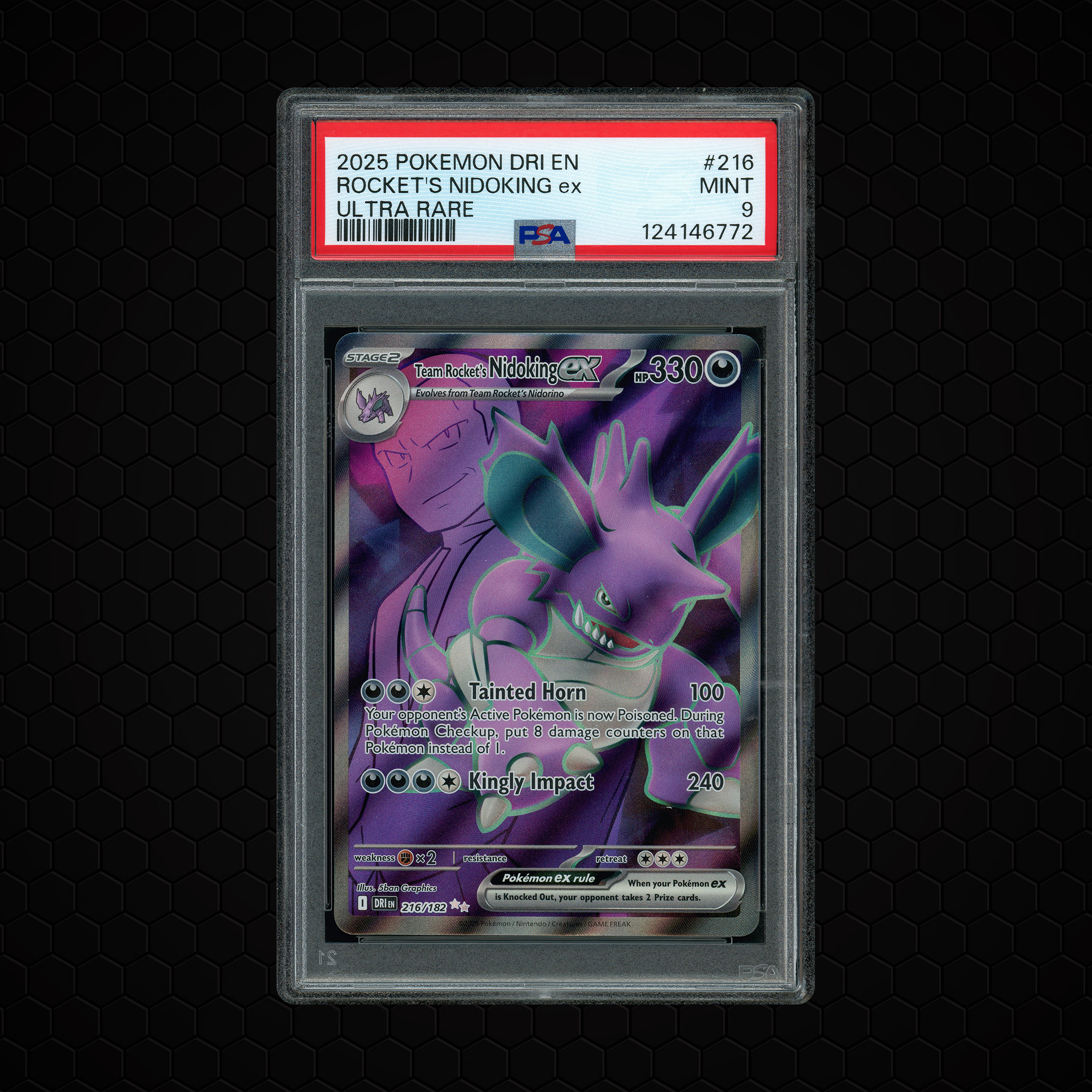 2025 Destined Rivals Rocket's Nidoking EX #216 PSA 9